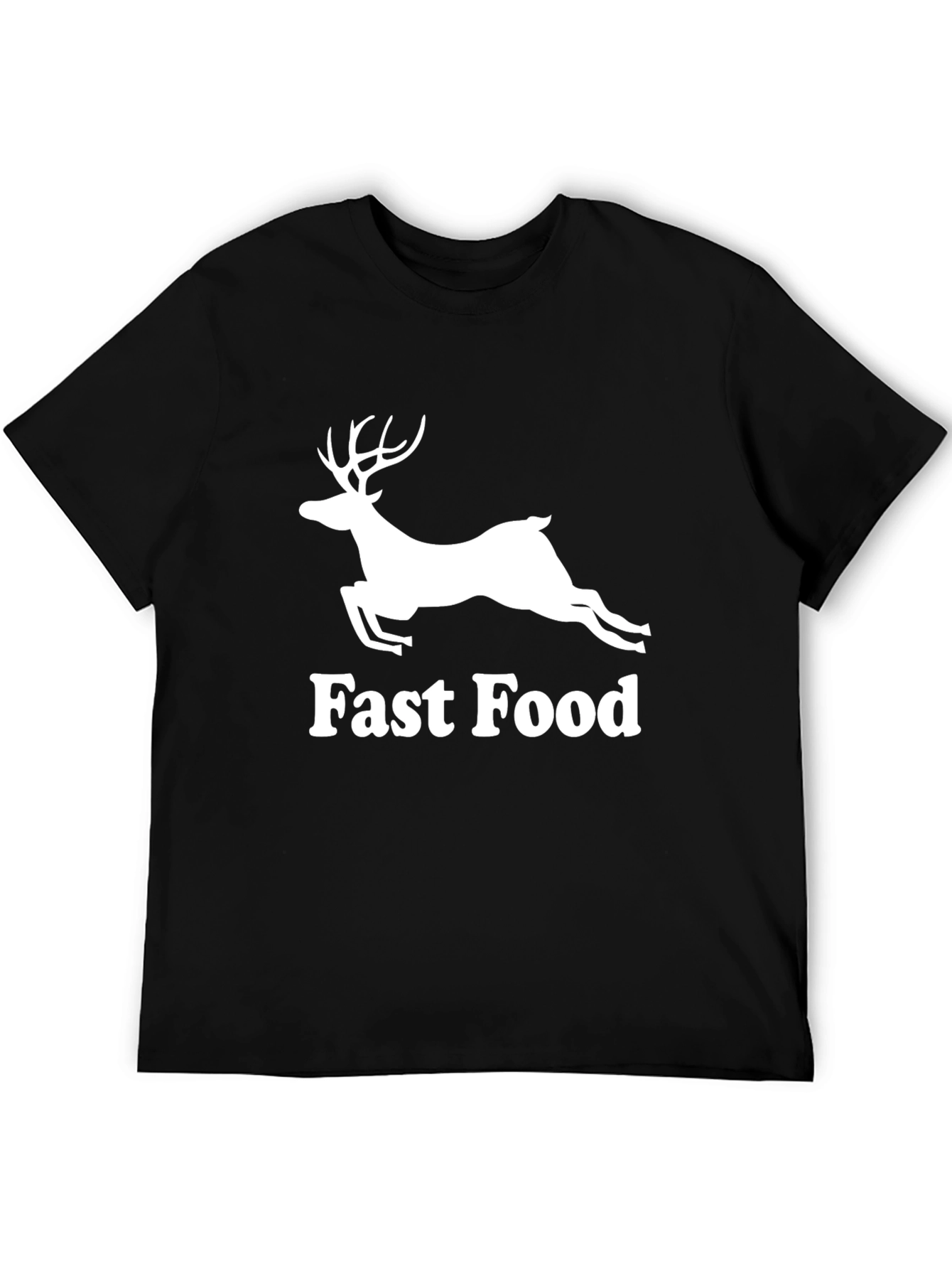 Fast Food Deer Graphic Tee - Black Cotton