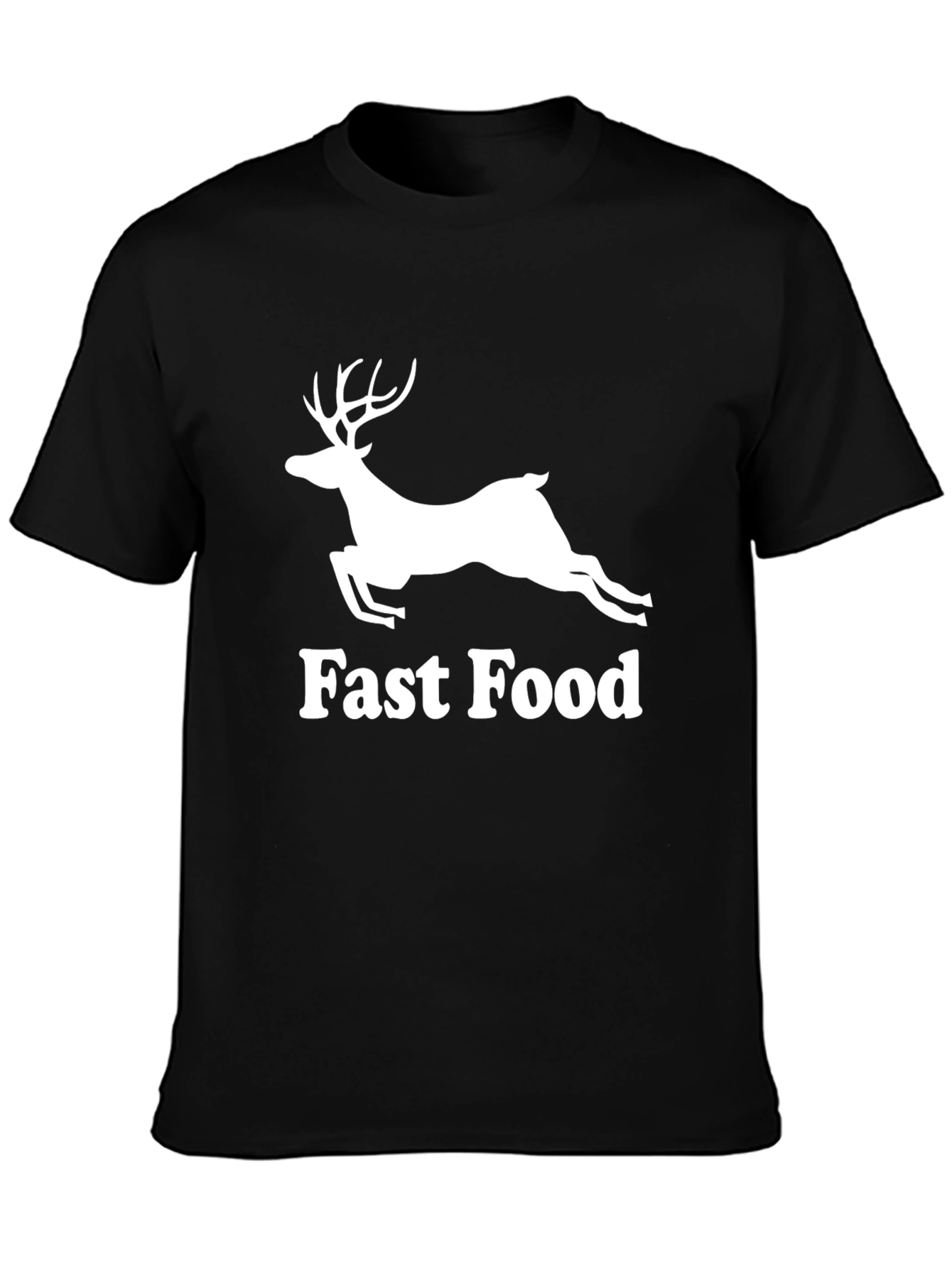 Fast Food Deer Graphic Tee - Black Cotton