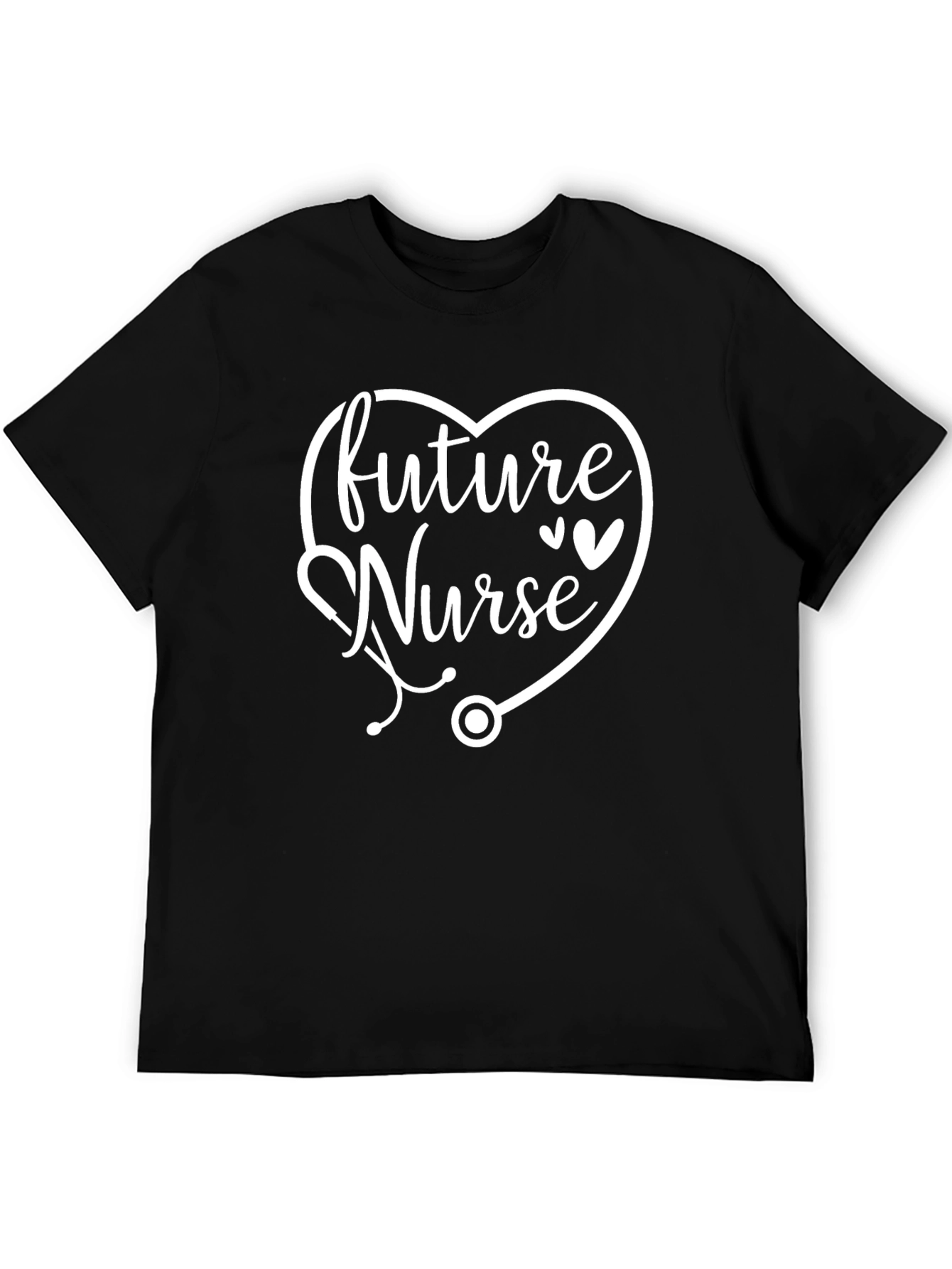 Future Nurse Heart Stethoscope Black T-Shirt