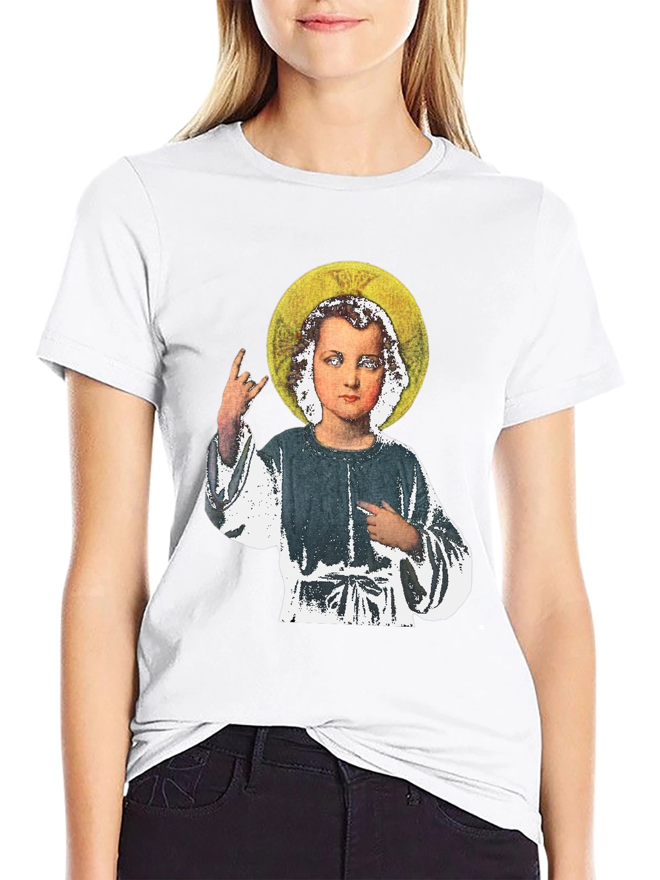 Rock On Baby Jesus T-Shirt - Black Cotton Tee