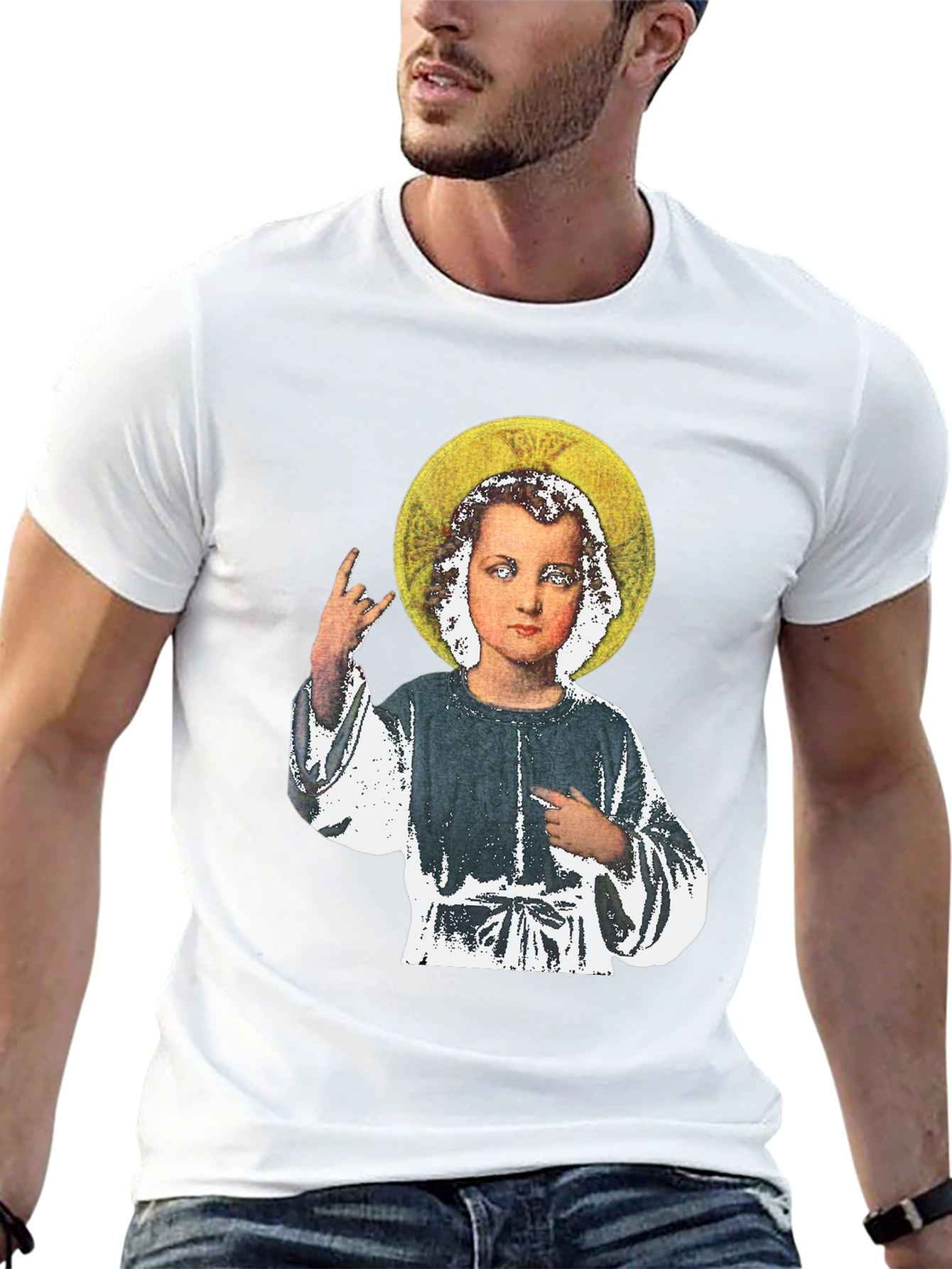 Rock On Baby Jesus T-Shirt - Black Cotton Tee