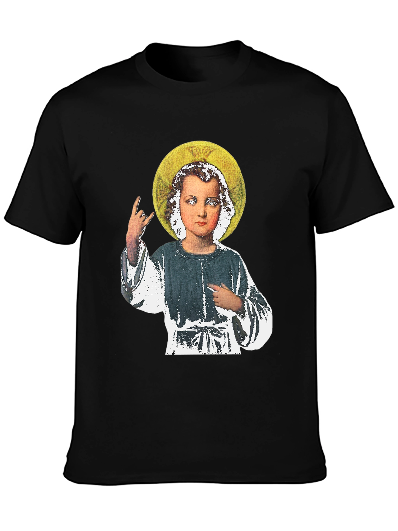 Rock On Baby Jesus T-Shirt - Black Cotton Tee
