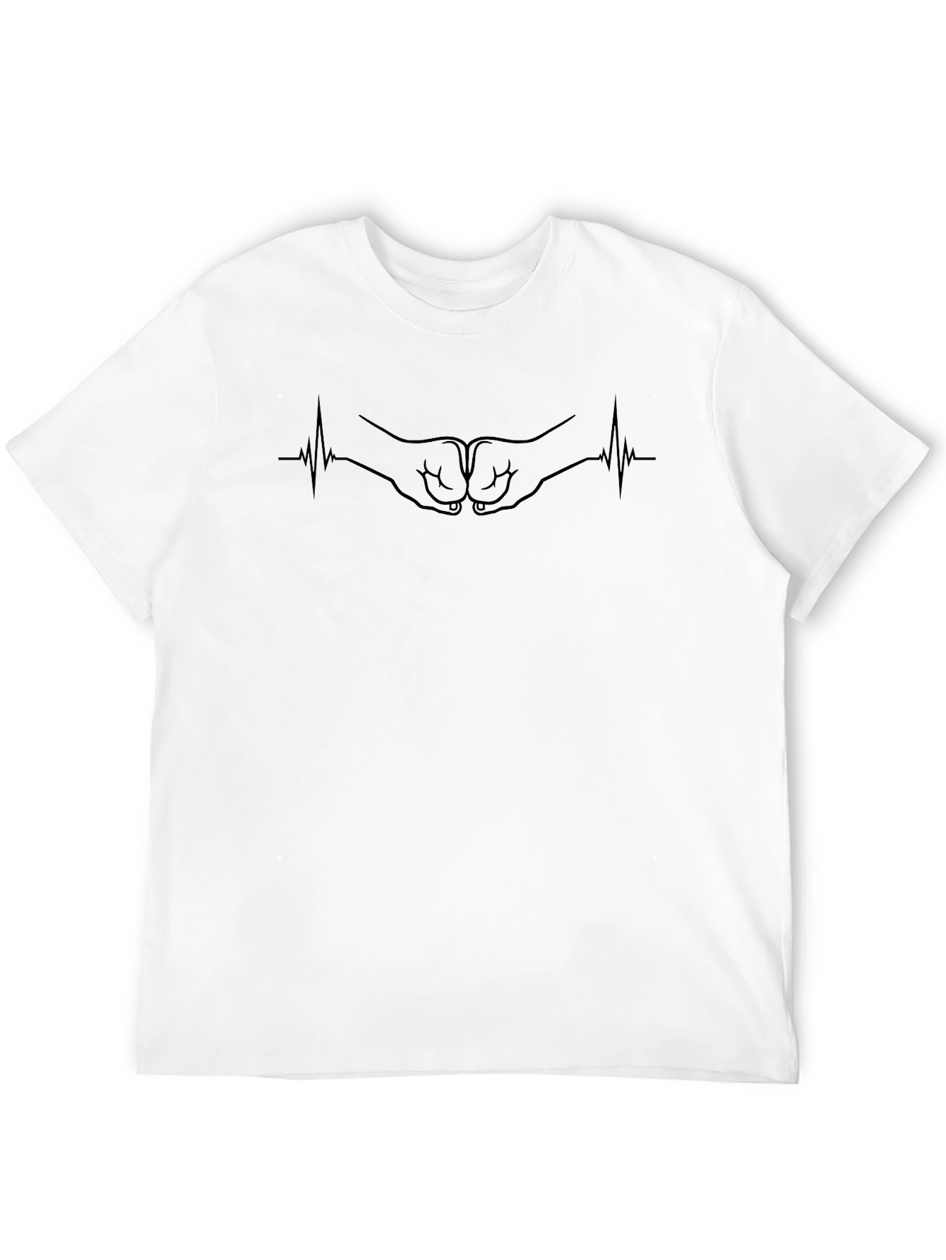 Fist Bump Heartbeat Graphic Tee - Black
