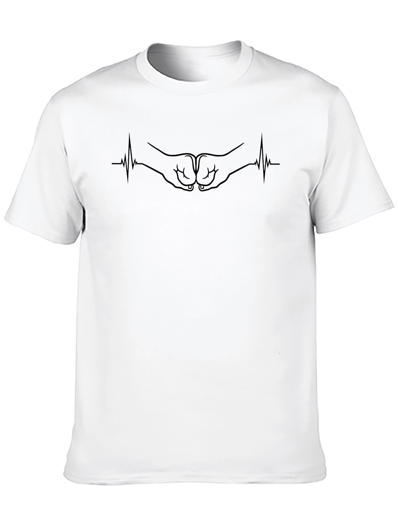 Fist Bump Heartbeat Graphic Tee - Black