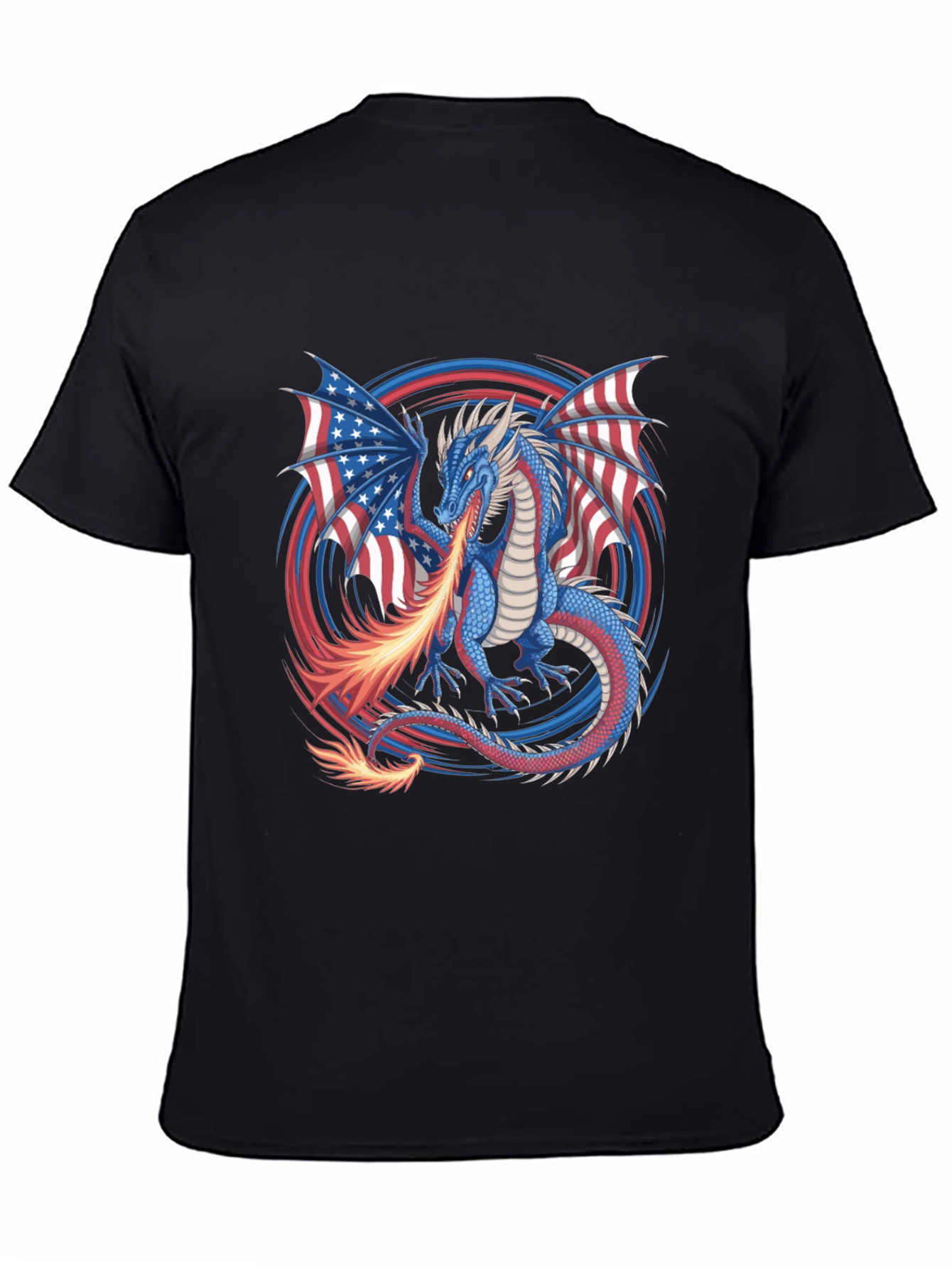 Patriotic Dragon USA Flag Graphic T-Shirt