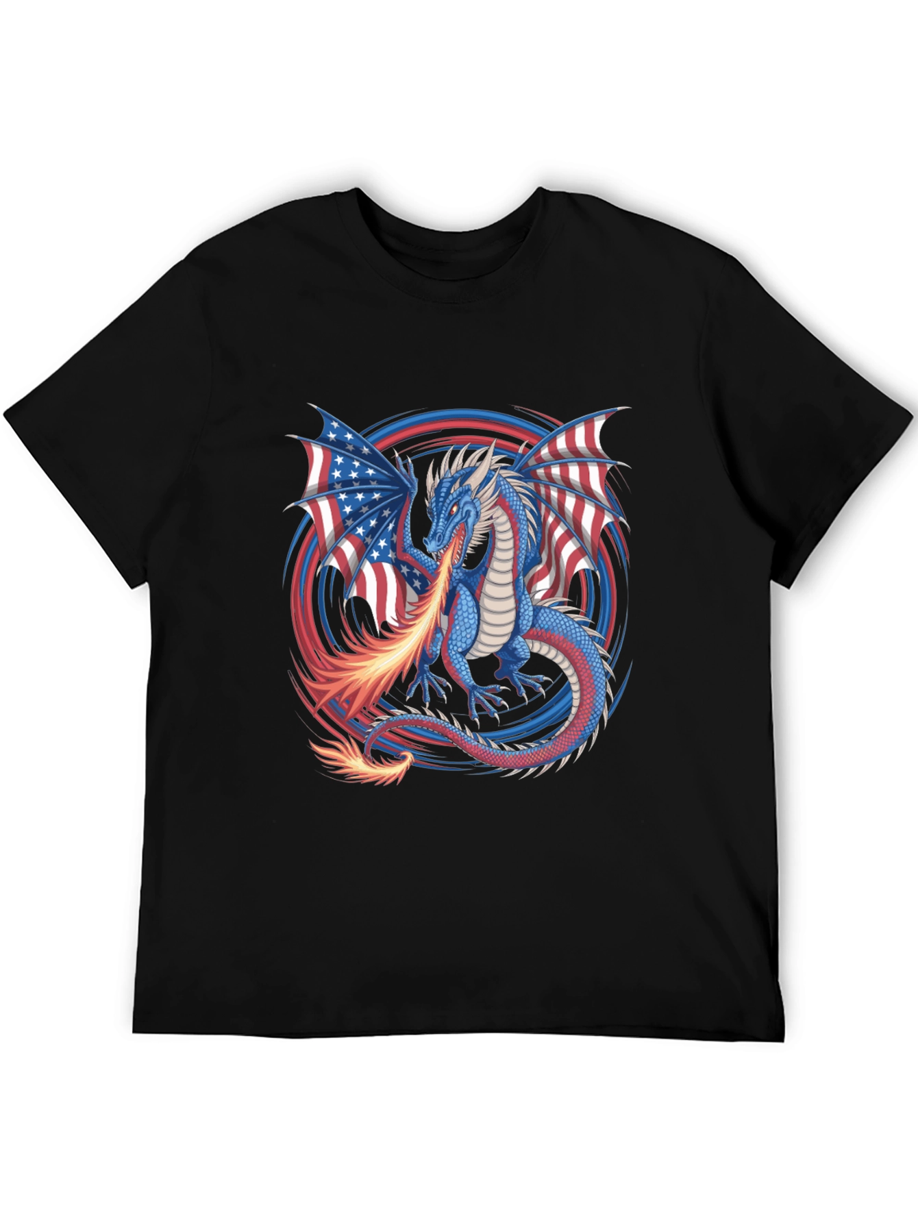 Patriotic Dragon USA Flag Graphic T-Shirt