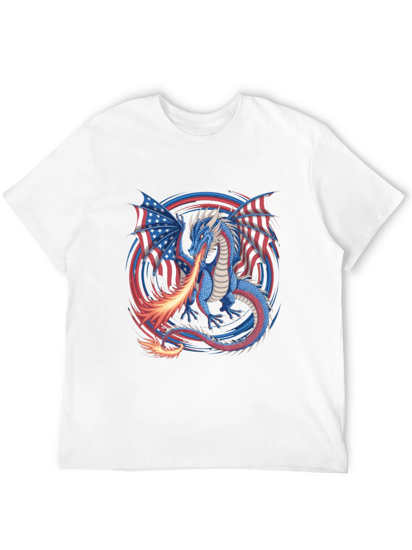 Patriotic Dragon USA Flag Graphic T-Shirt
