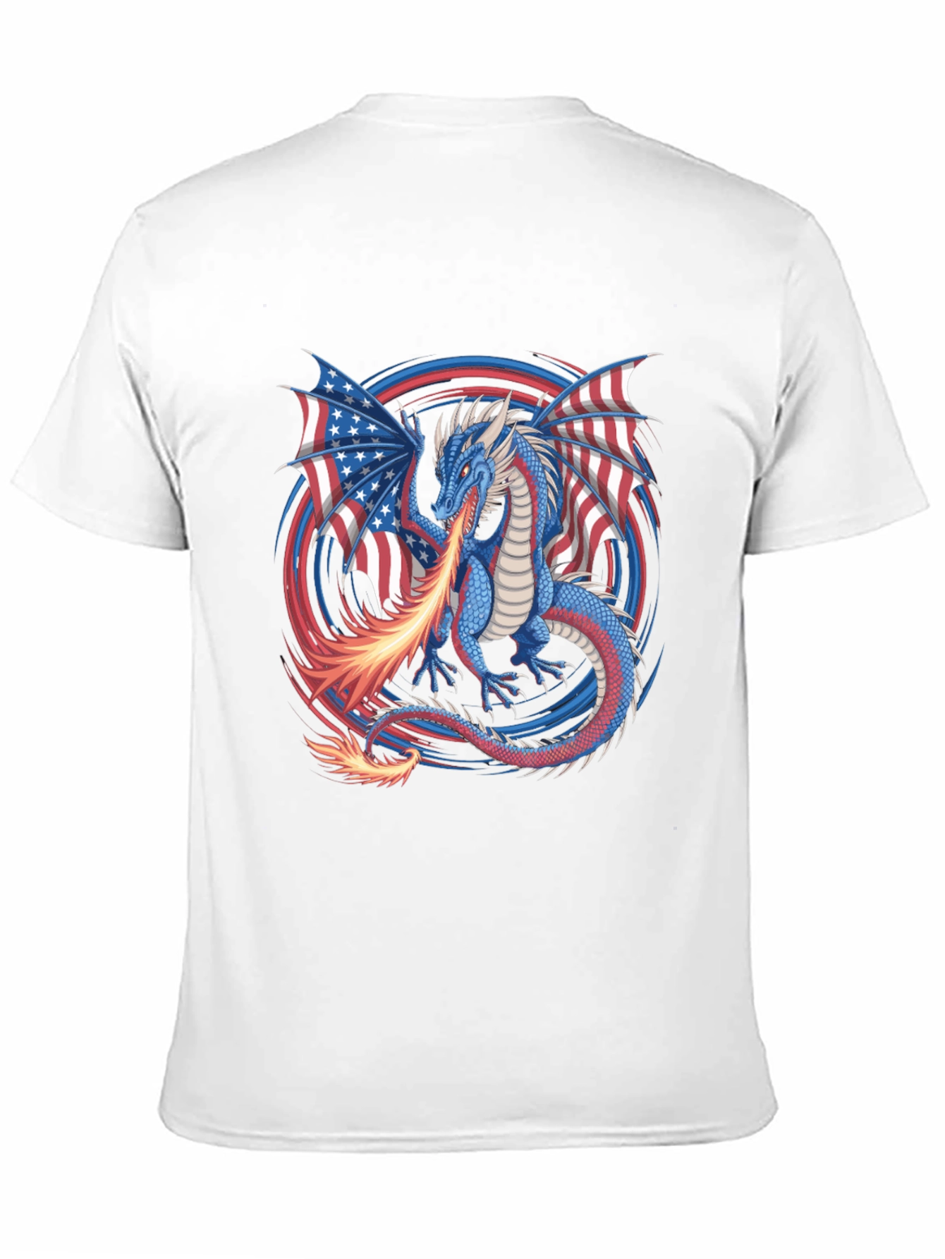 Patriotic Dragon USA Flag Graphic T-Shirt