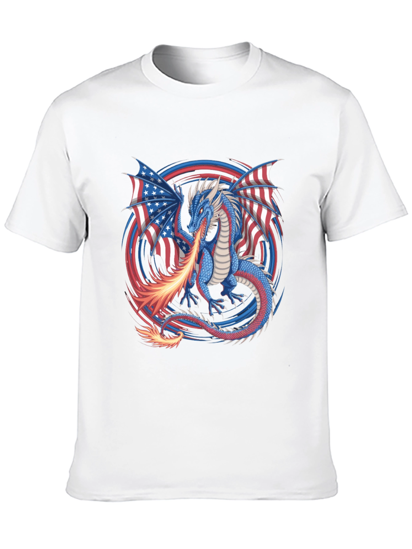 Patriotic Dragon USA Flag Graphic T-Shirt