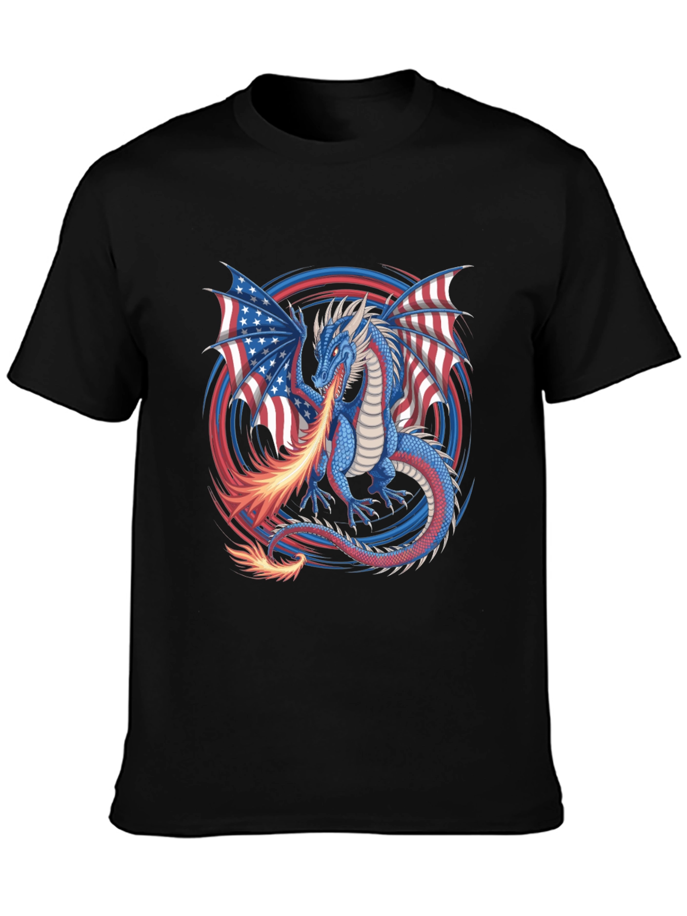 Patriotic Dragon USA Flag Graphic T-Shirt