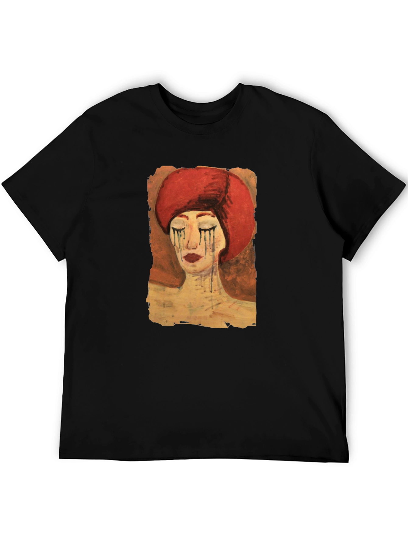 Artistic Woman Graphic Tee - Black Casual T-Shirt