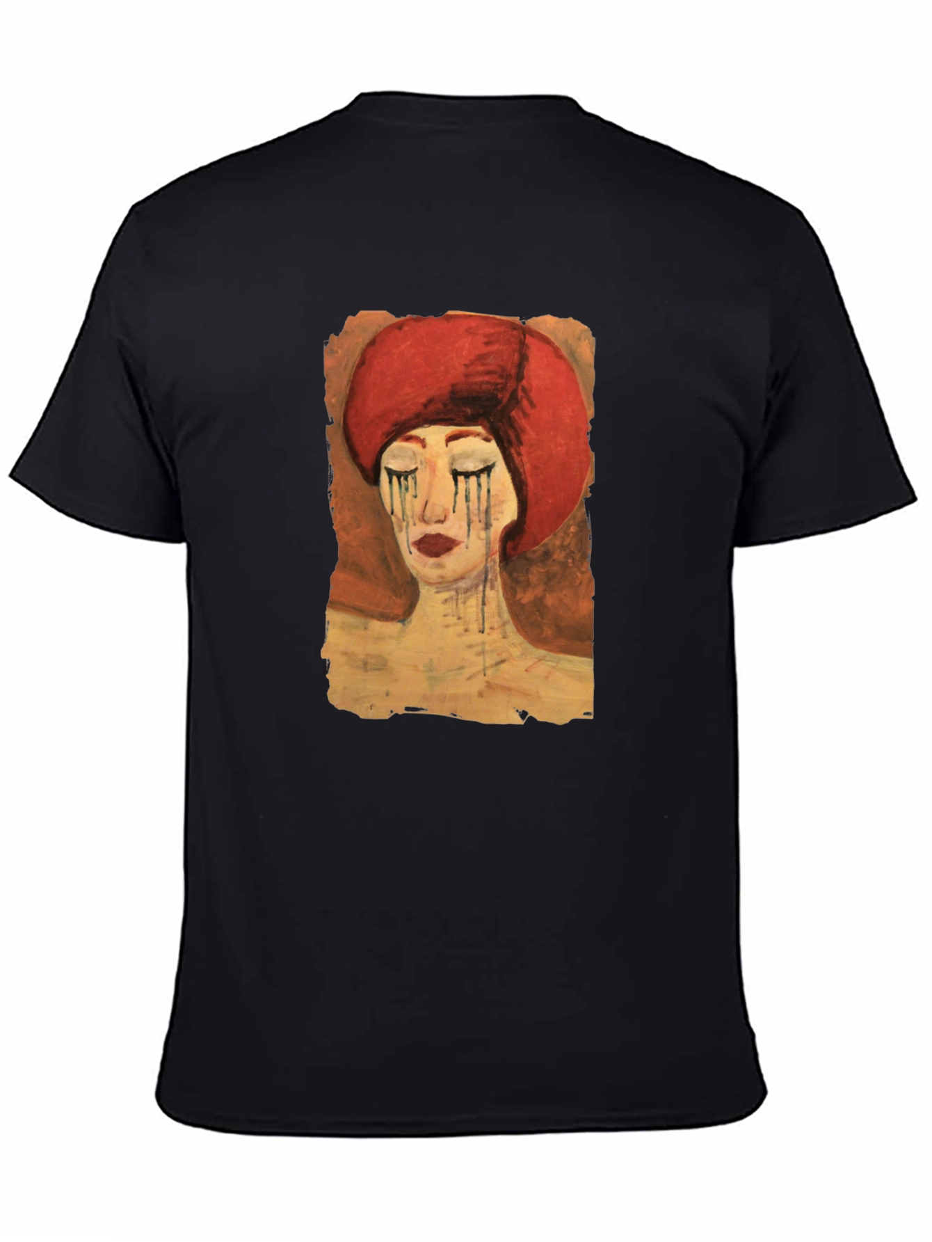 Artistic Woman Graphic Tee - Black Casual T-Shirt