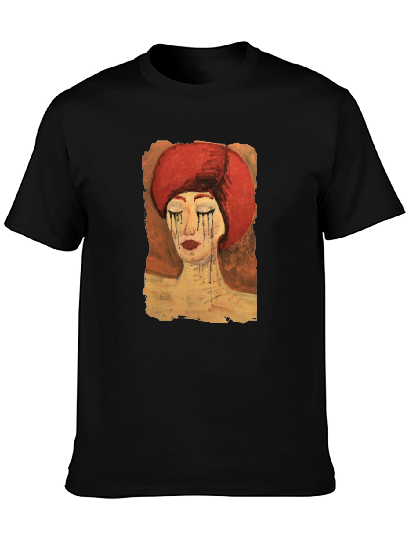 Artistic Woman Graphic Tee - Black Casual T-Shirt