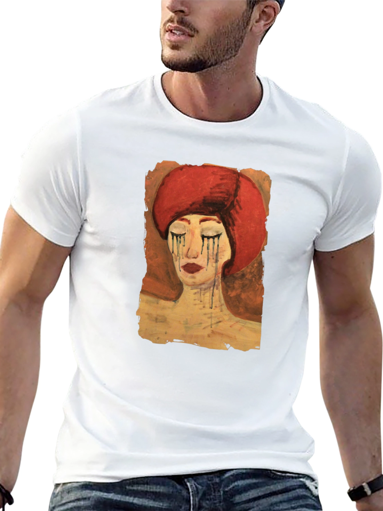 Artistic Woman Graphic Tee - Black Casual T-Shirt