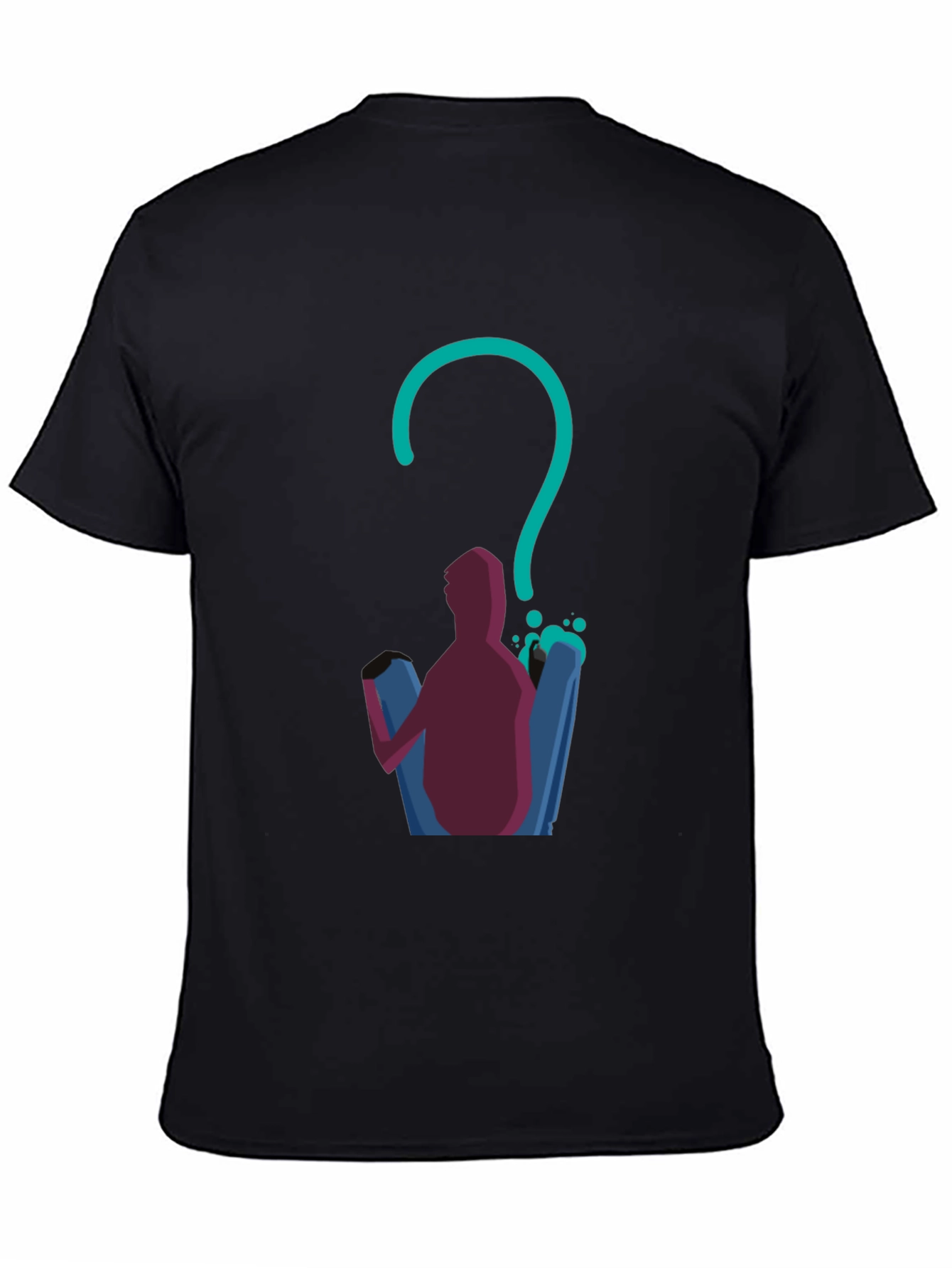 Questioning Character Graphic Tee - Black