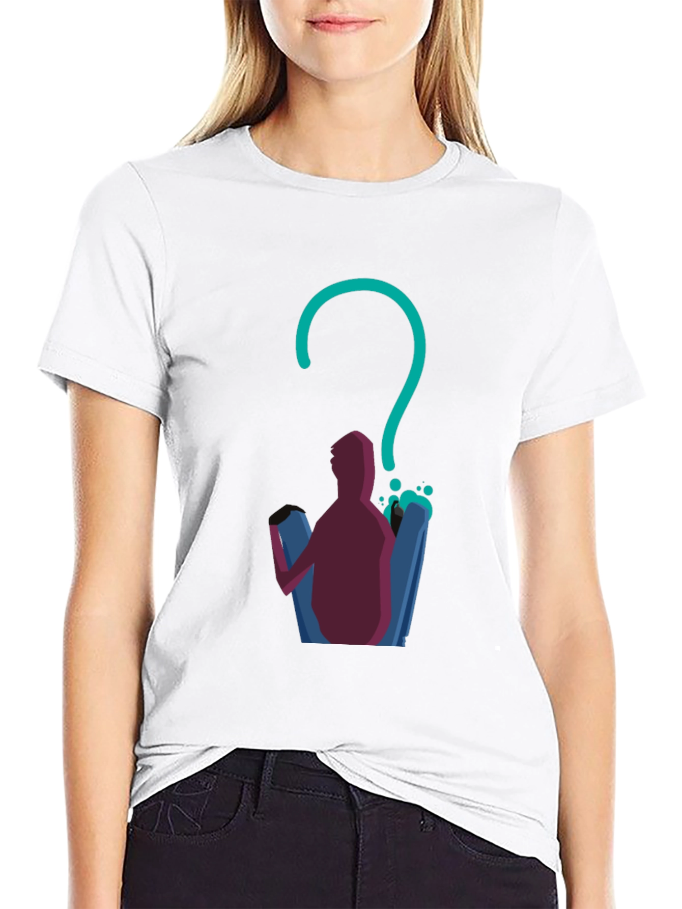 Questioning Character Graphic Tee - Black