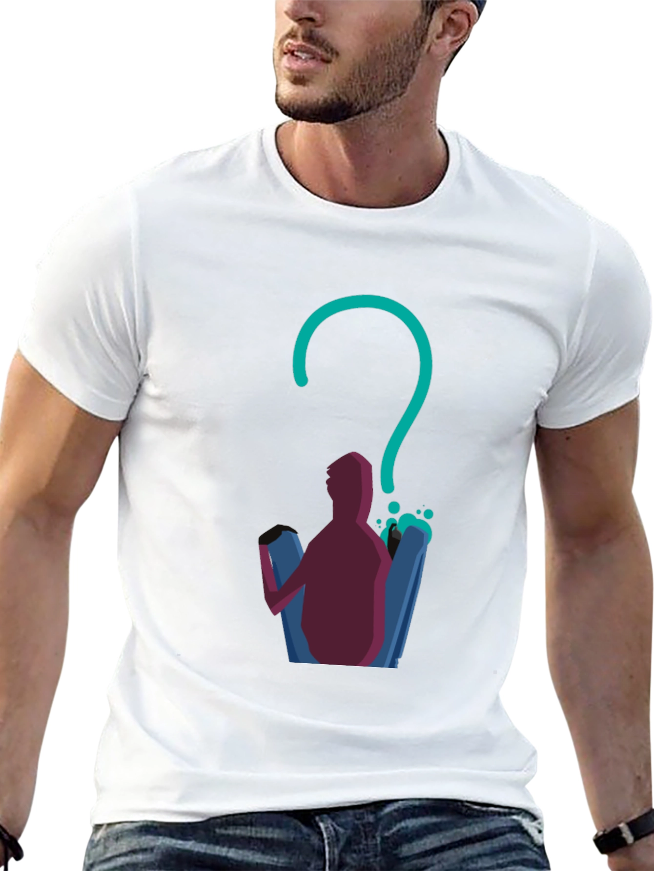 Questioning Character Graphic Tee - Black