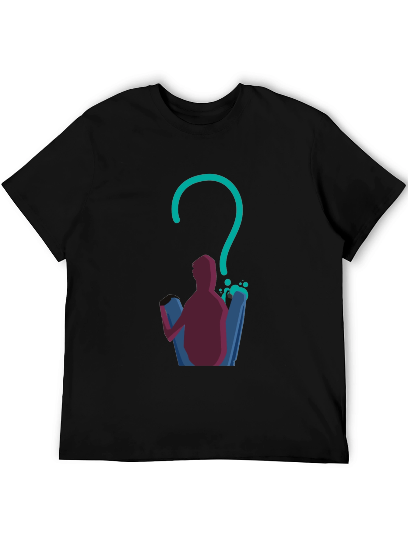 Questioning Character Graphic Tee - Black