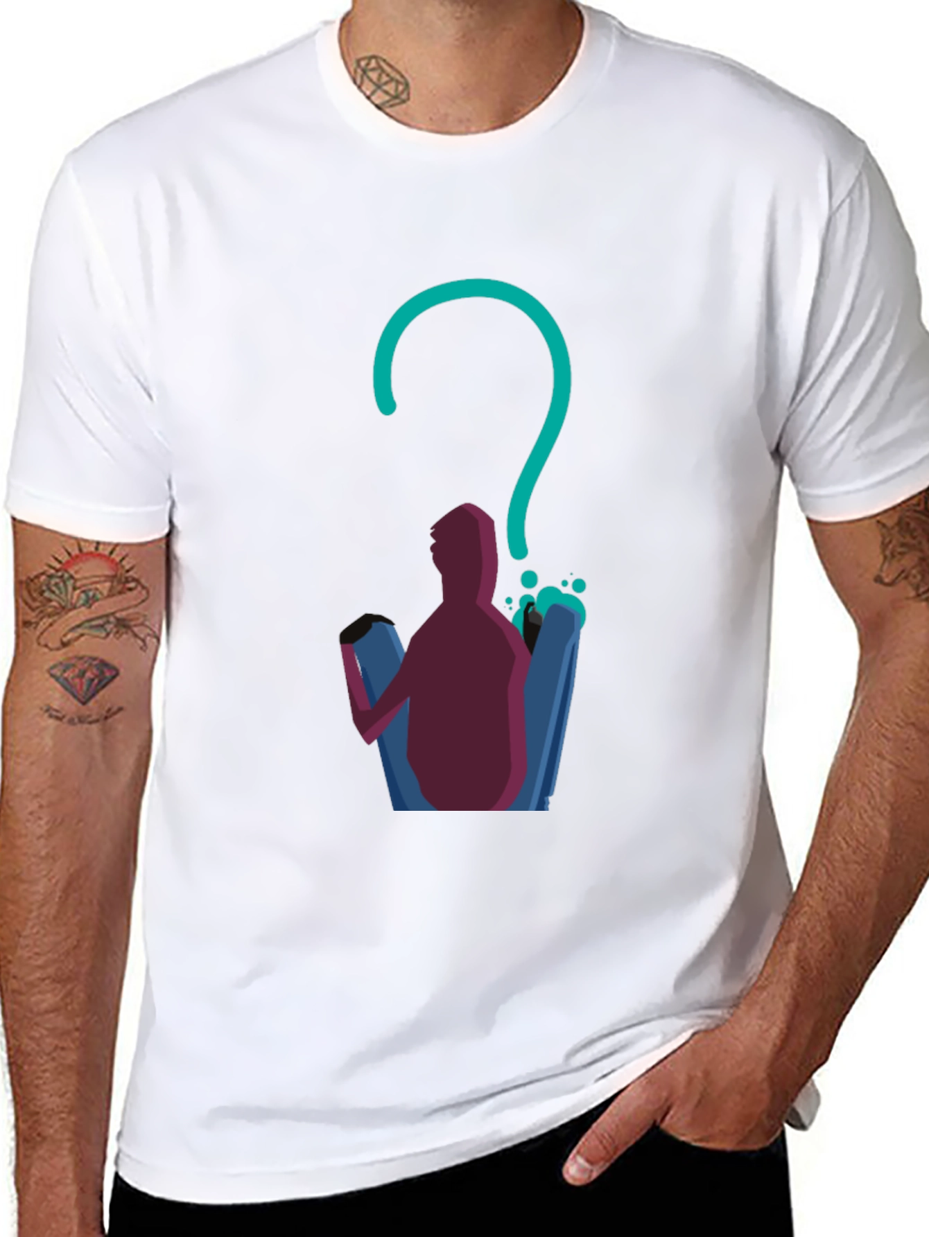 Questioning Character Graphic Tee - Black