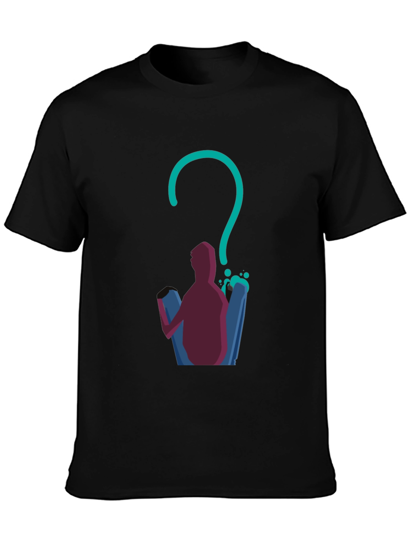 Questioning Character Graphic Tee - Black