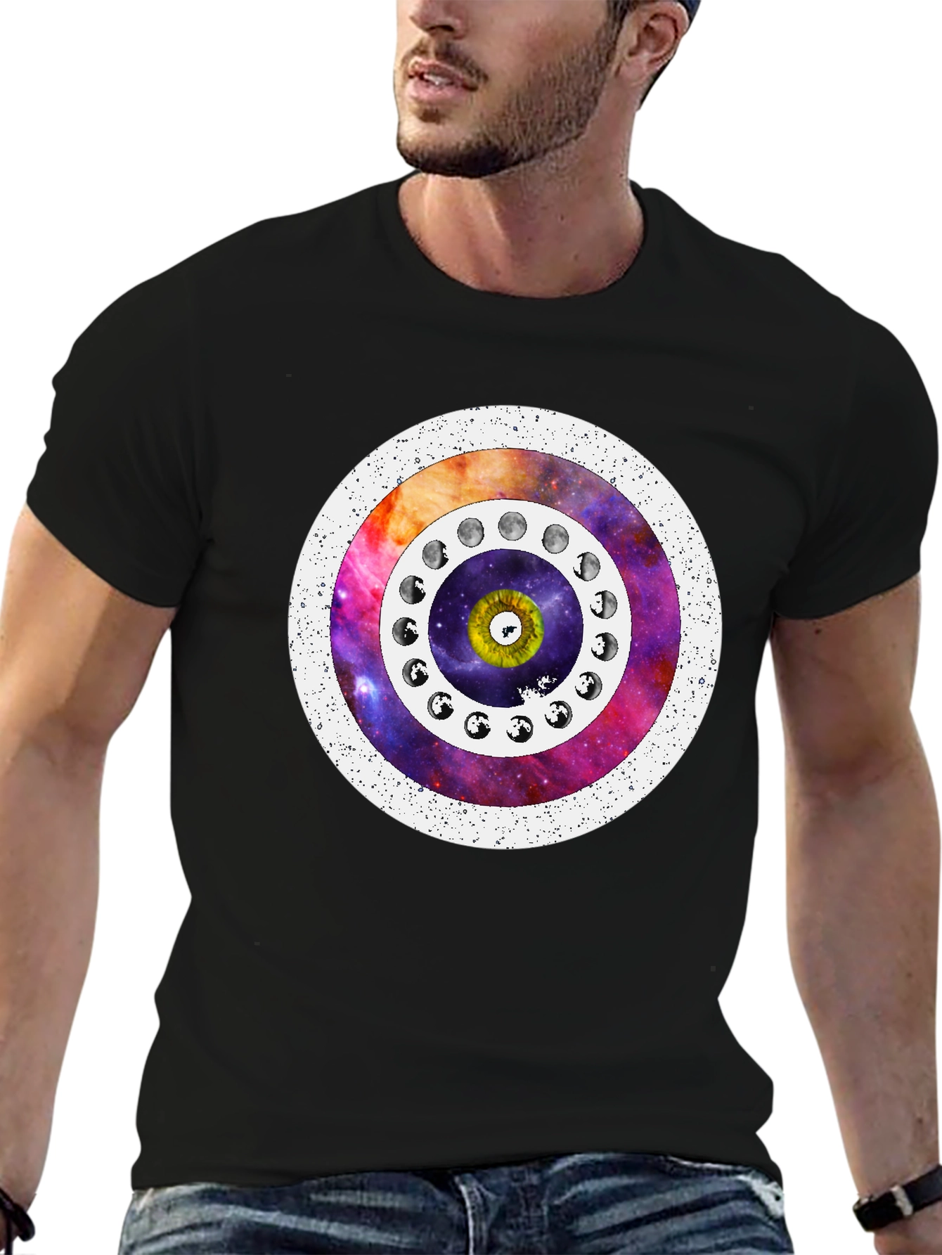 Cosmic Eye Moon Phase T-Shirt - Unique Design