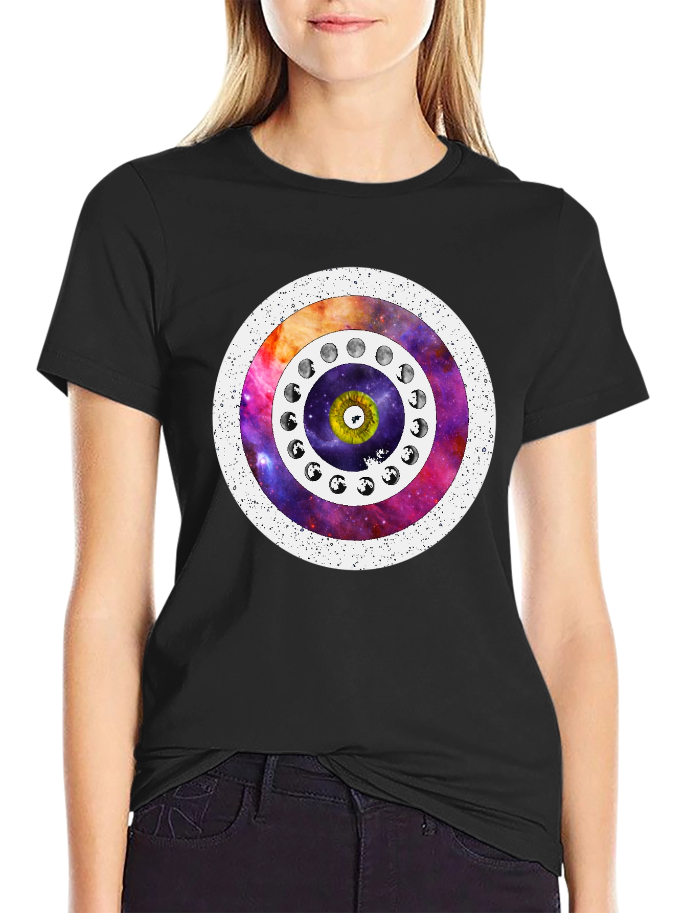 Cosmic Eye Moon Phase T-Shirt - Unique Design
