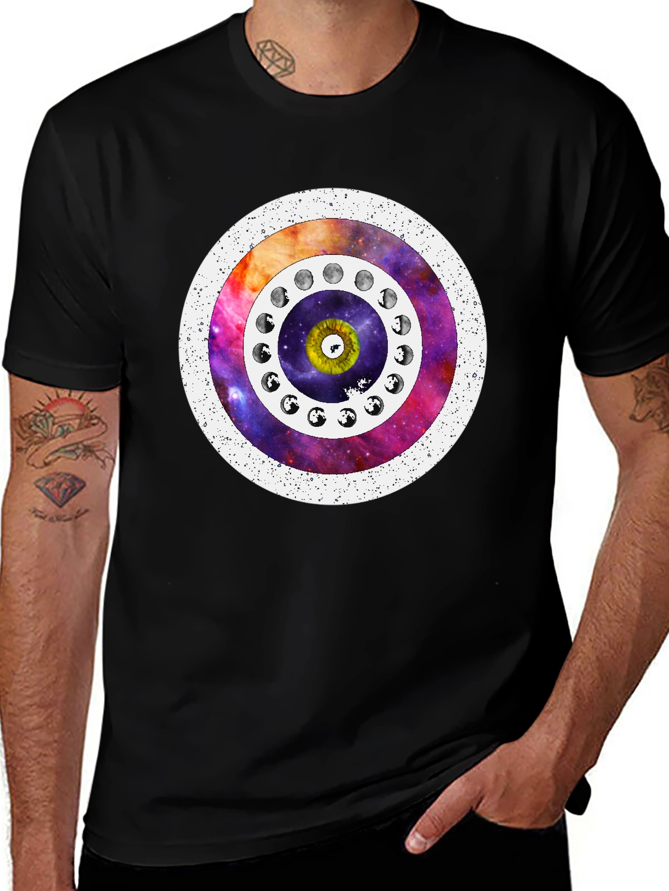 Cosmic Eye Moon Phase T-Shirt - Unique Design