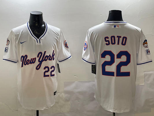 Men's New York Mets Juan Soto #22 White Replica Player Jerseys