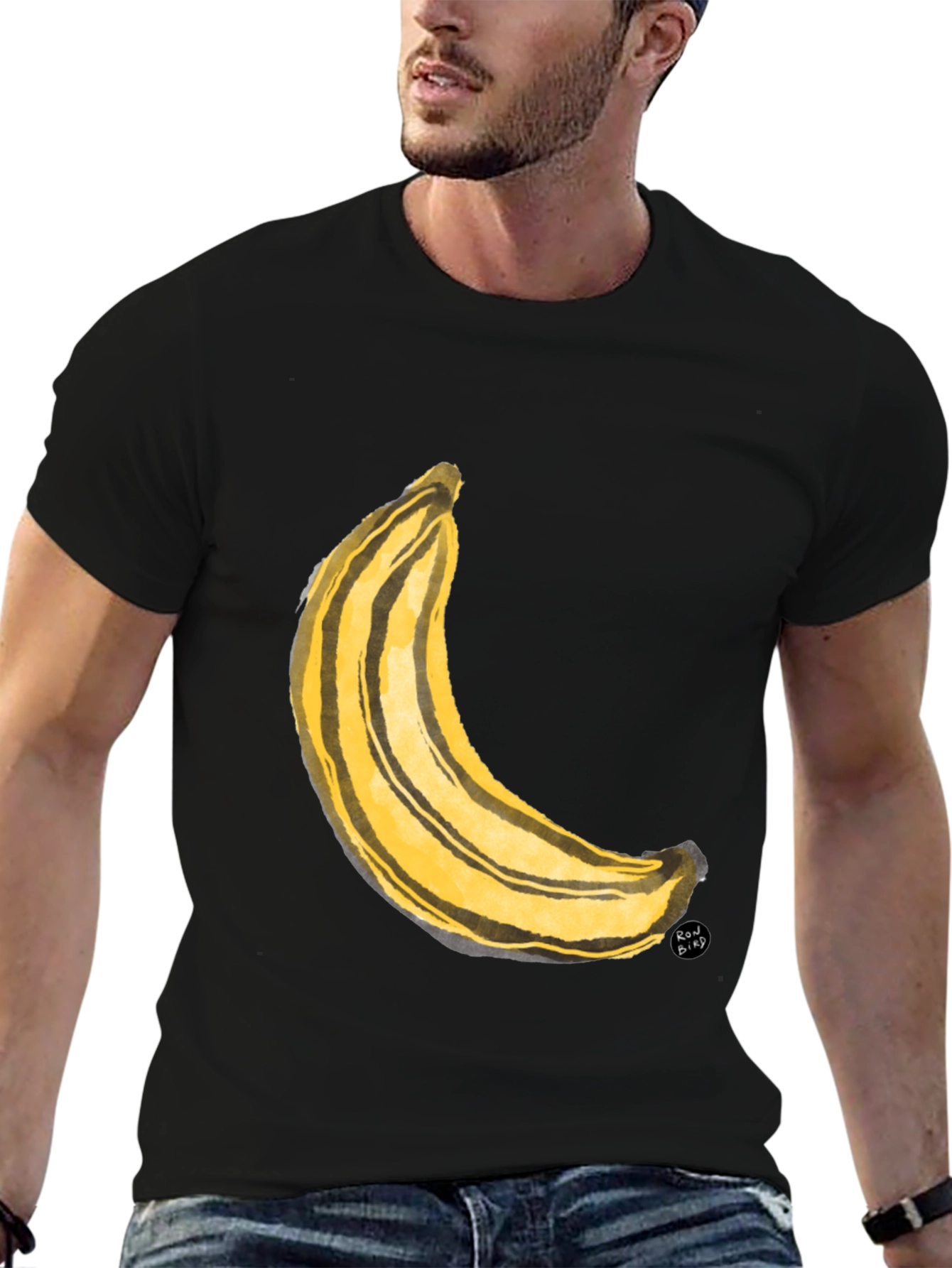 Banana Art Graphic Tee - Black Unisex T-Shirt