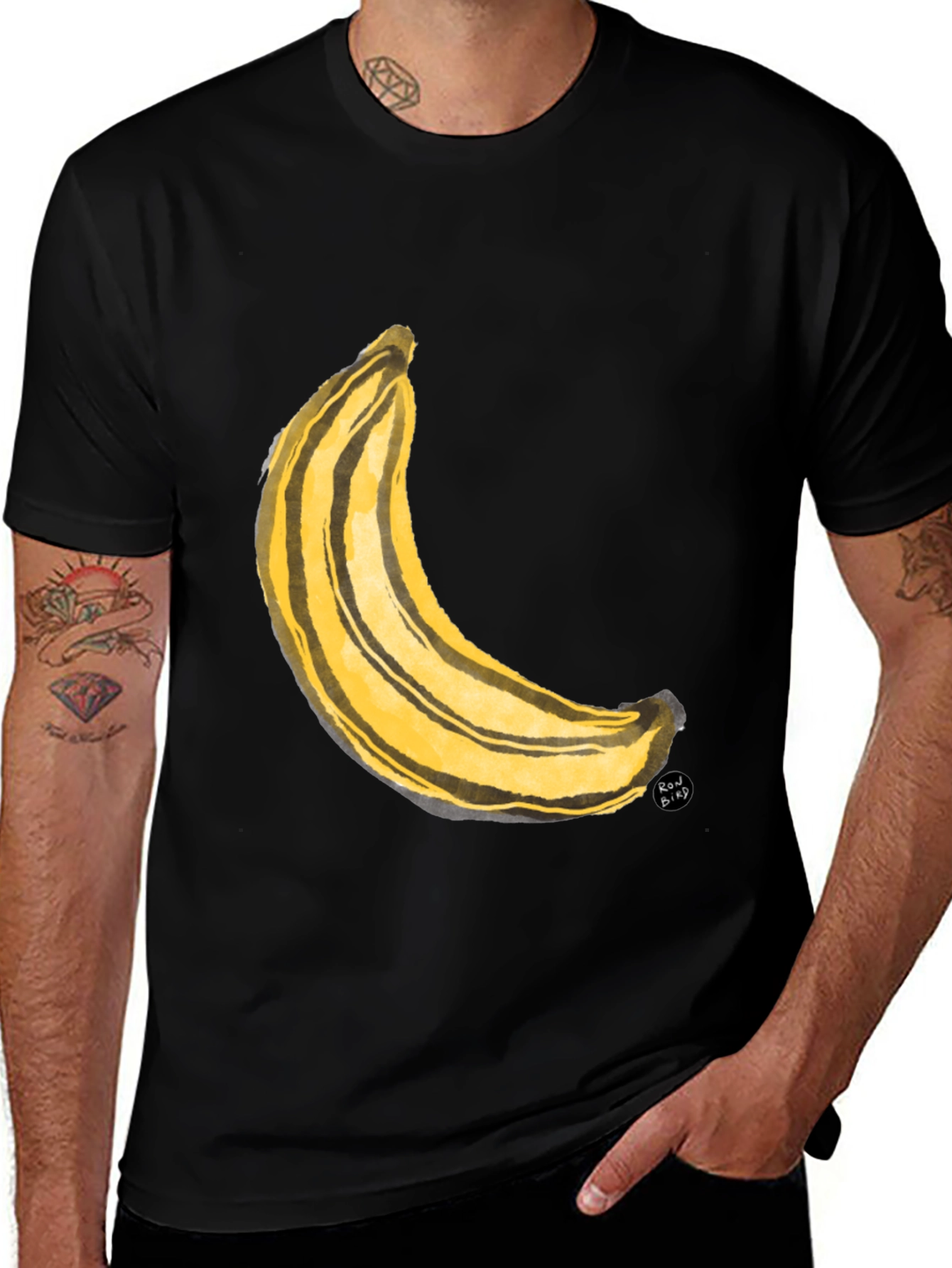 Banana Art Graphic Tee - Black Unisex T-Shirt