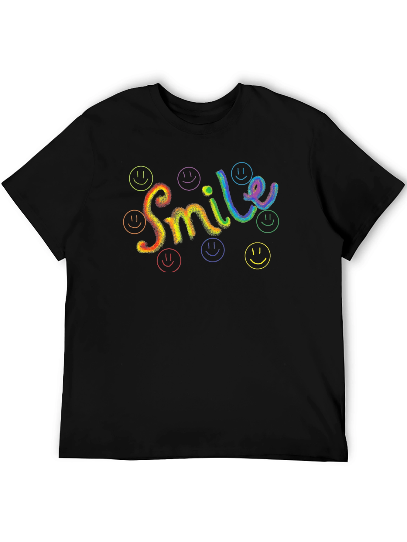 Rainbow Smile Graphic Black T-Shirt
