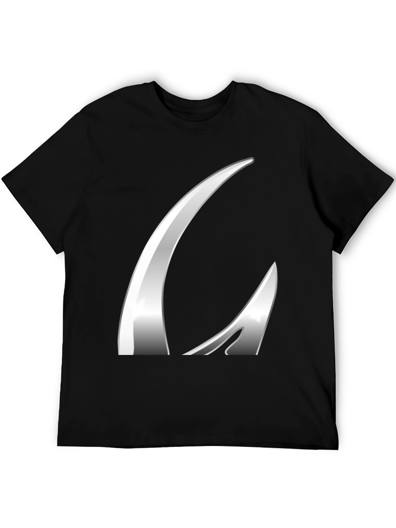 Sleek Silver Graphic Black T-Shirt
