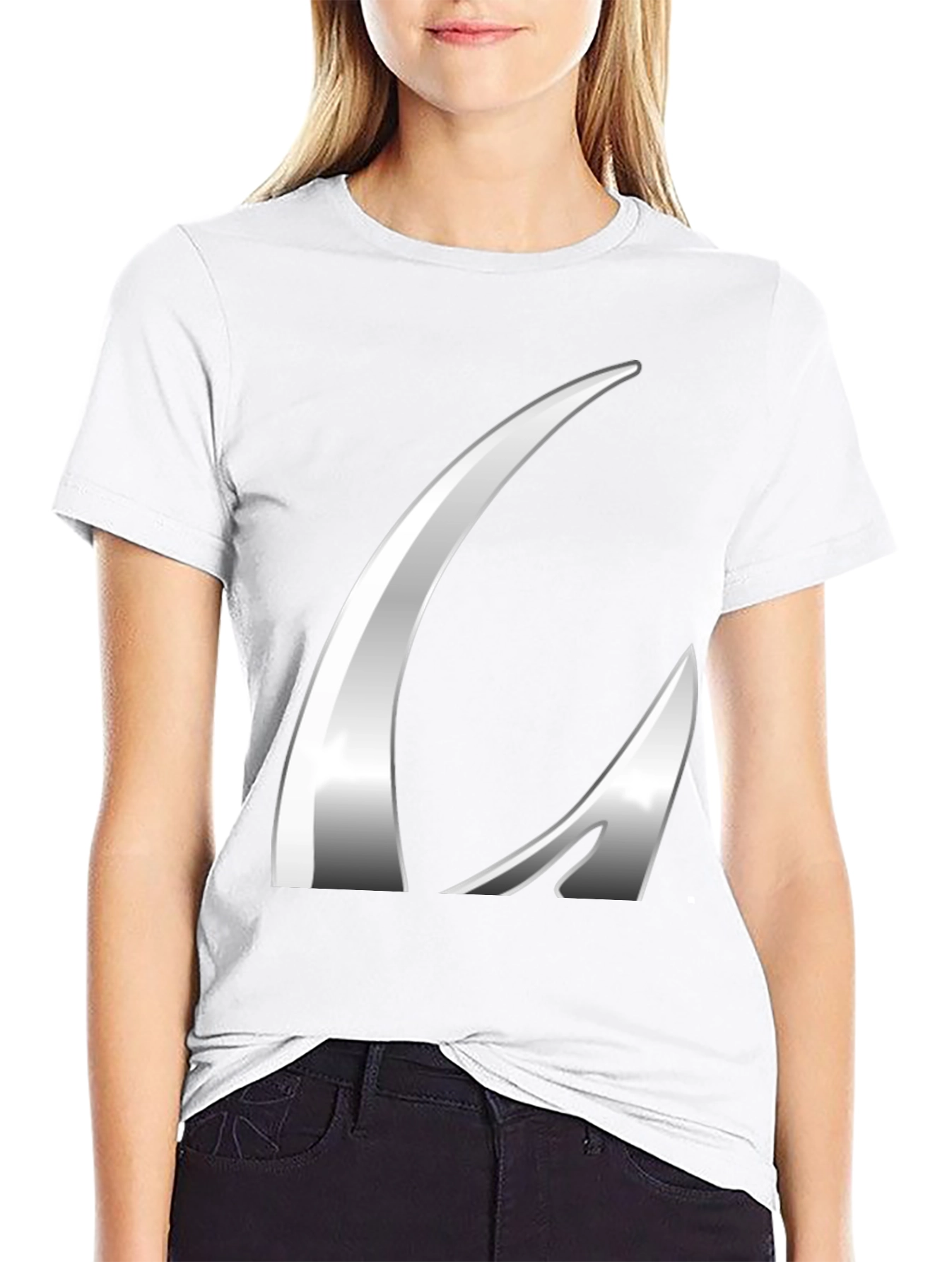 Sleek Silver Graphic Black T-Shirt