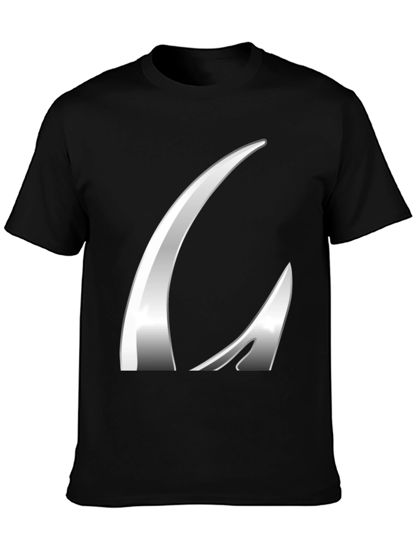 Sleek Silver Graphic Black T-Shirt