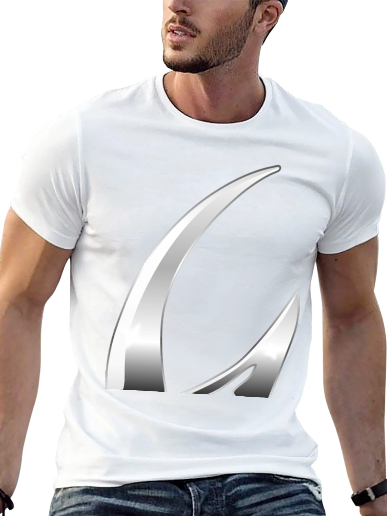Sleek Silver Graphic Black T-Shirt