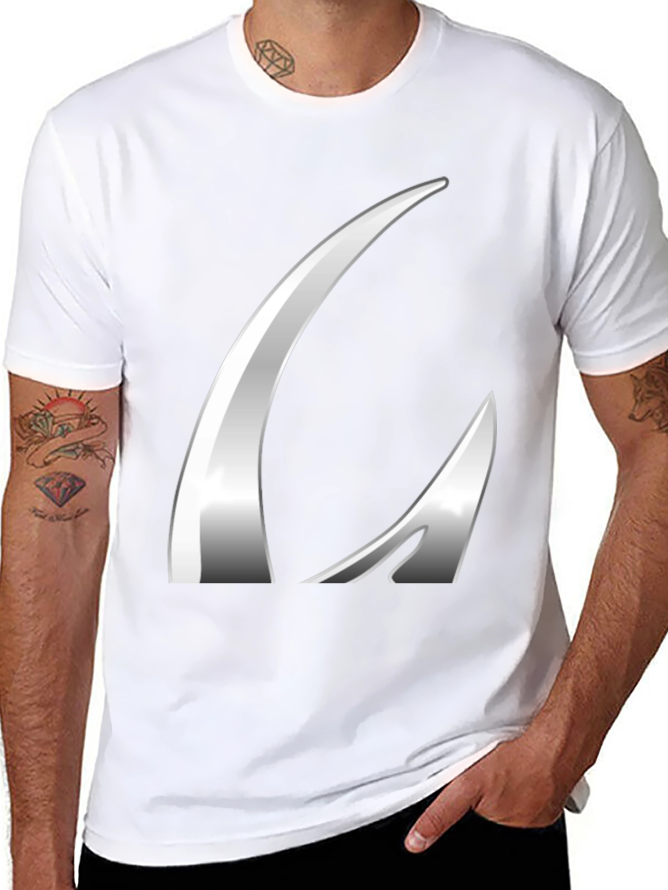 Sleek Silver Graphic Black T-Shirt