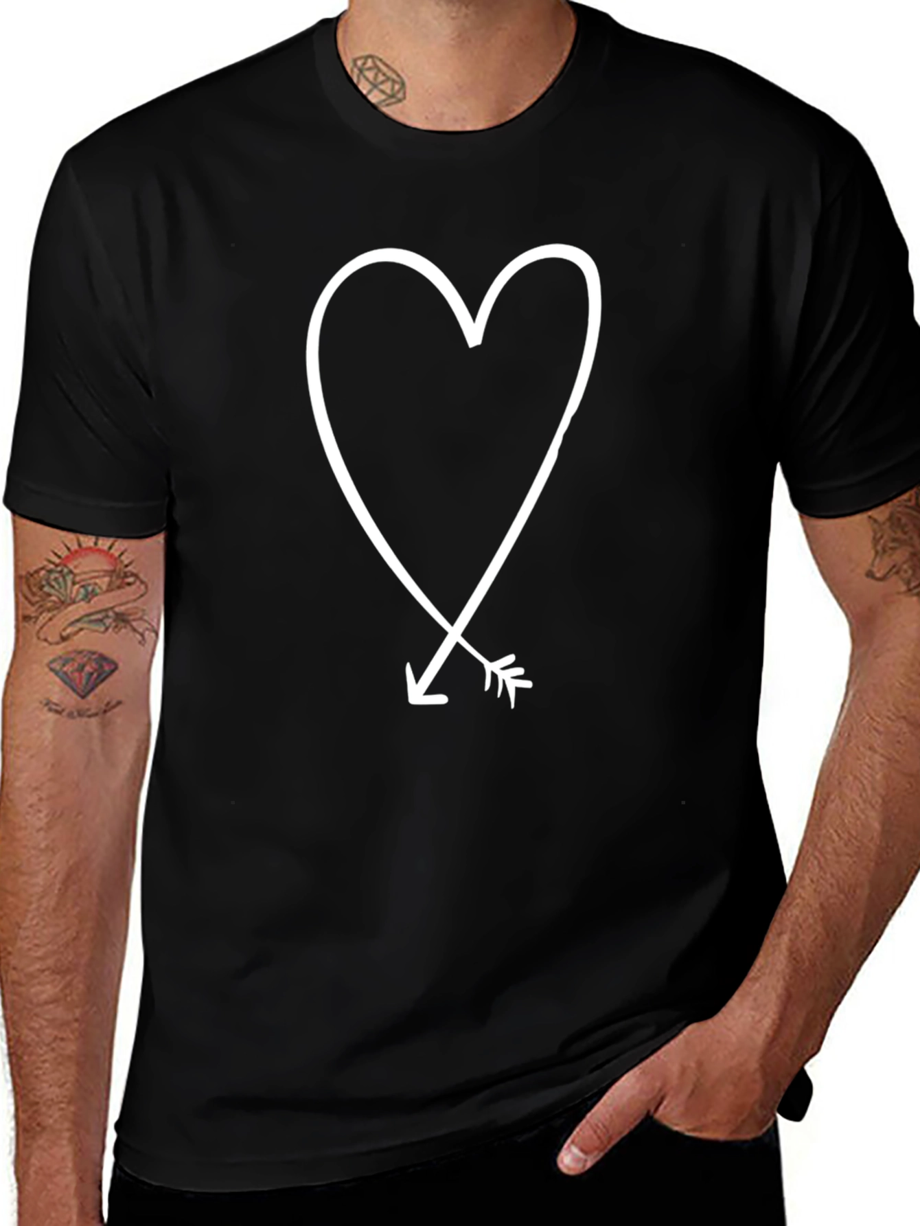 Heart and Arrow Graphic Tee - Black
