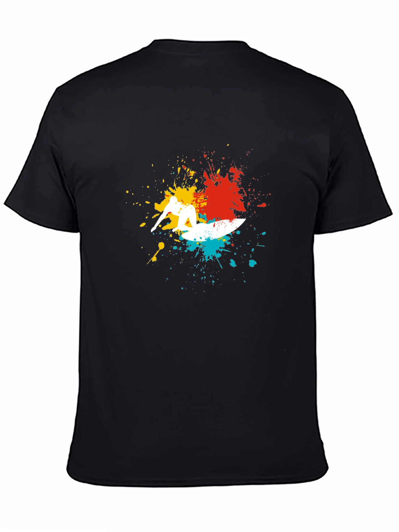 Surfer Splash Graphic Tee - Cool Black T-Shirt