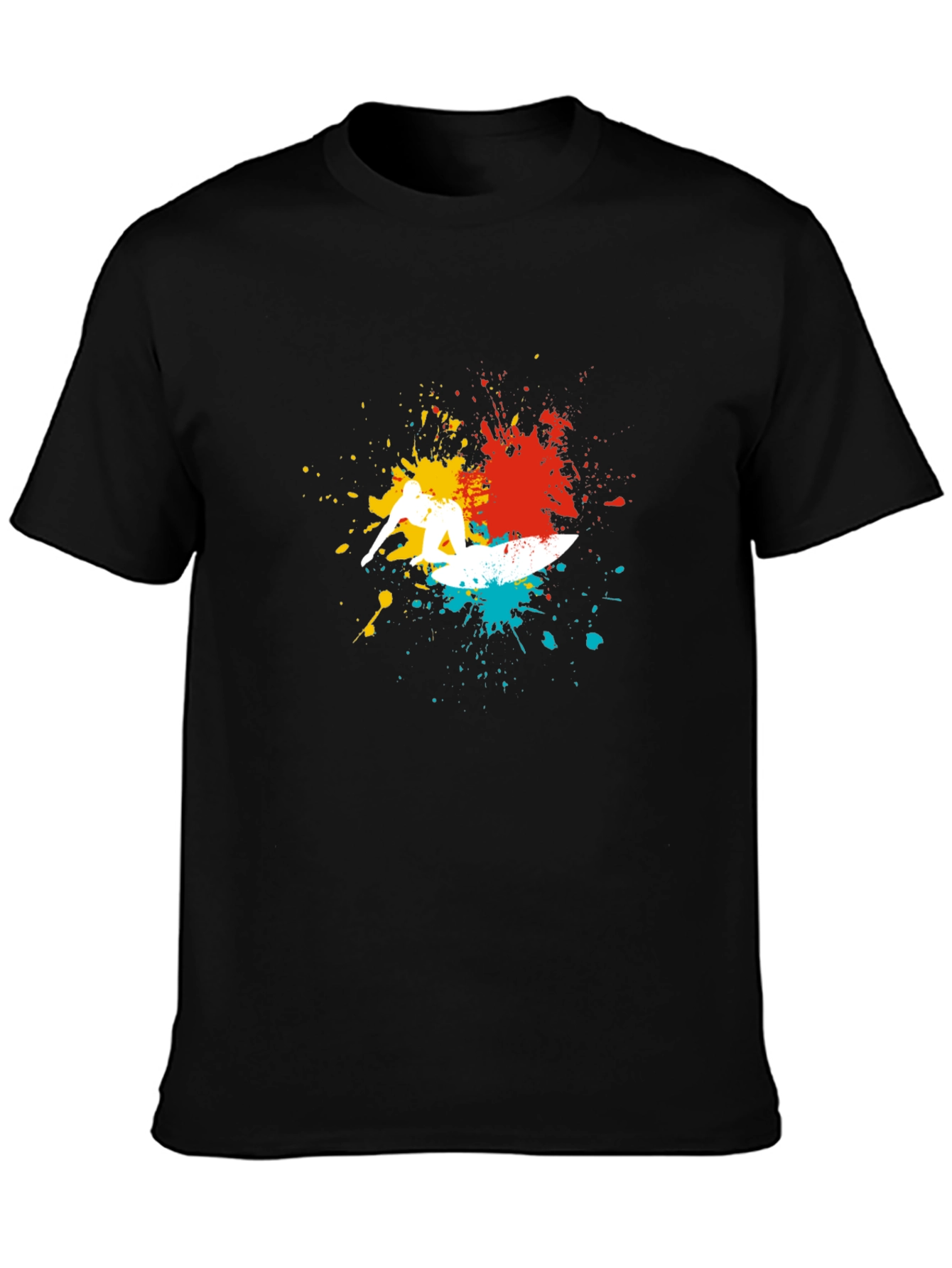 Surfer Splash Graphic Tee - Cool Black T-Shirt