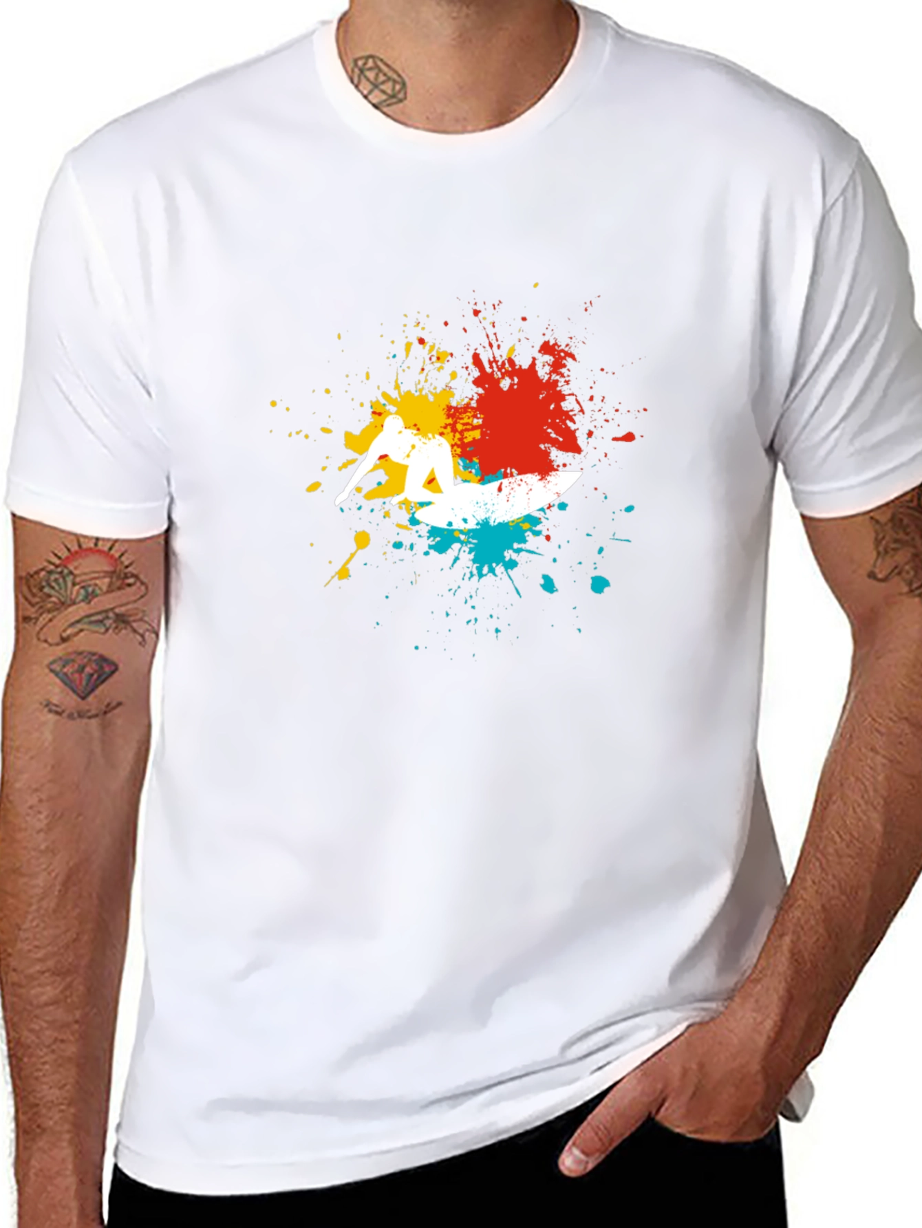 Surfer Splash Graphic Tee - Cool Black T-Shirt