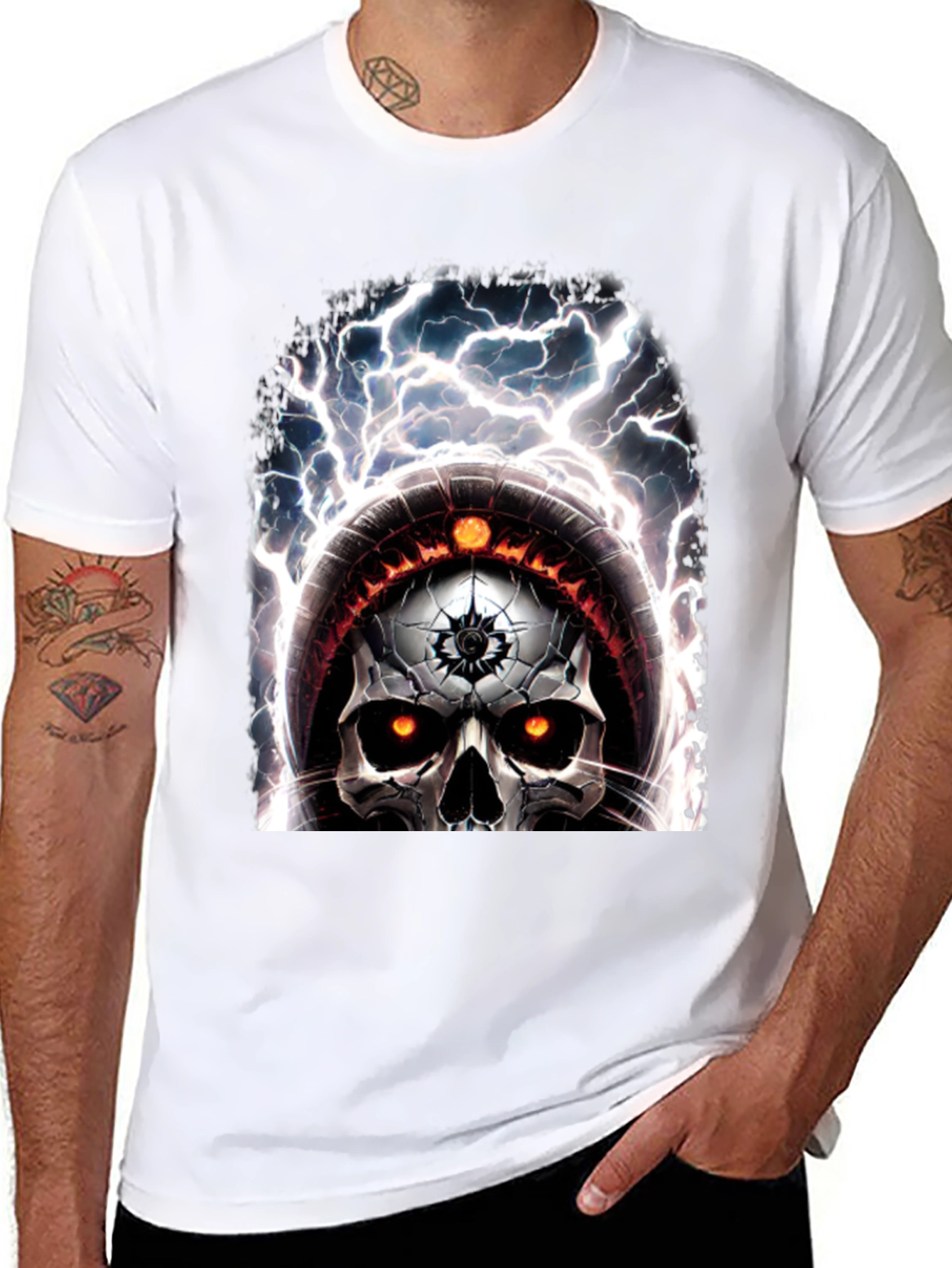 Skull Graphic Tee - Lightning Design