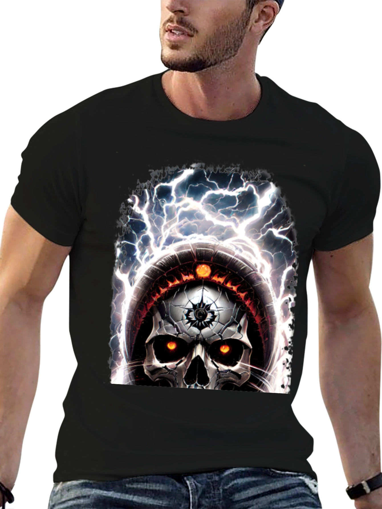 Skull Graphic Tee - Lightning Design