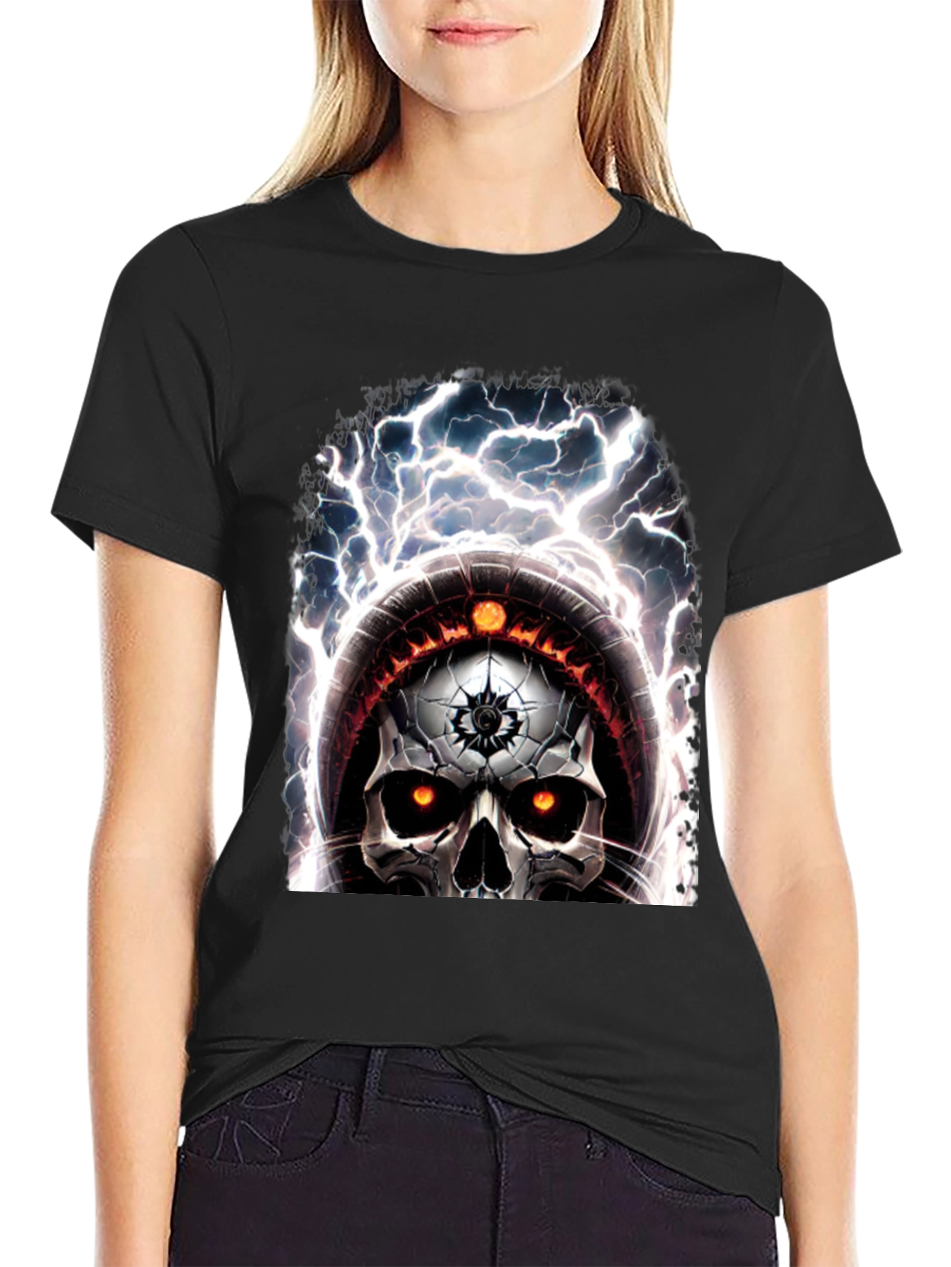 Skull Graphic Tee - Lightning Design
