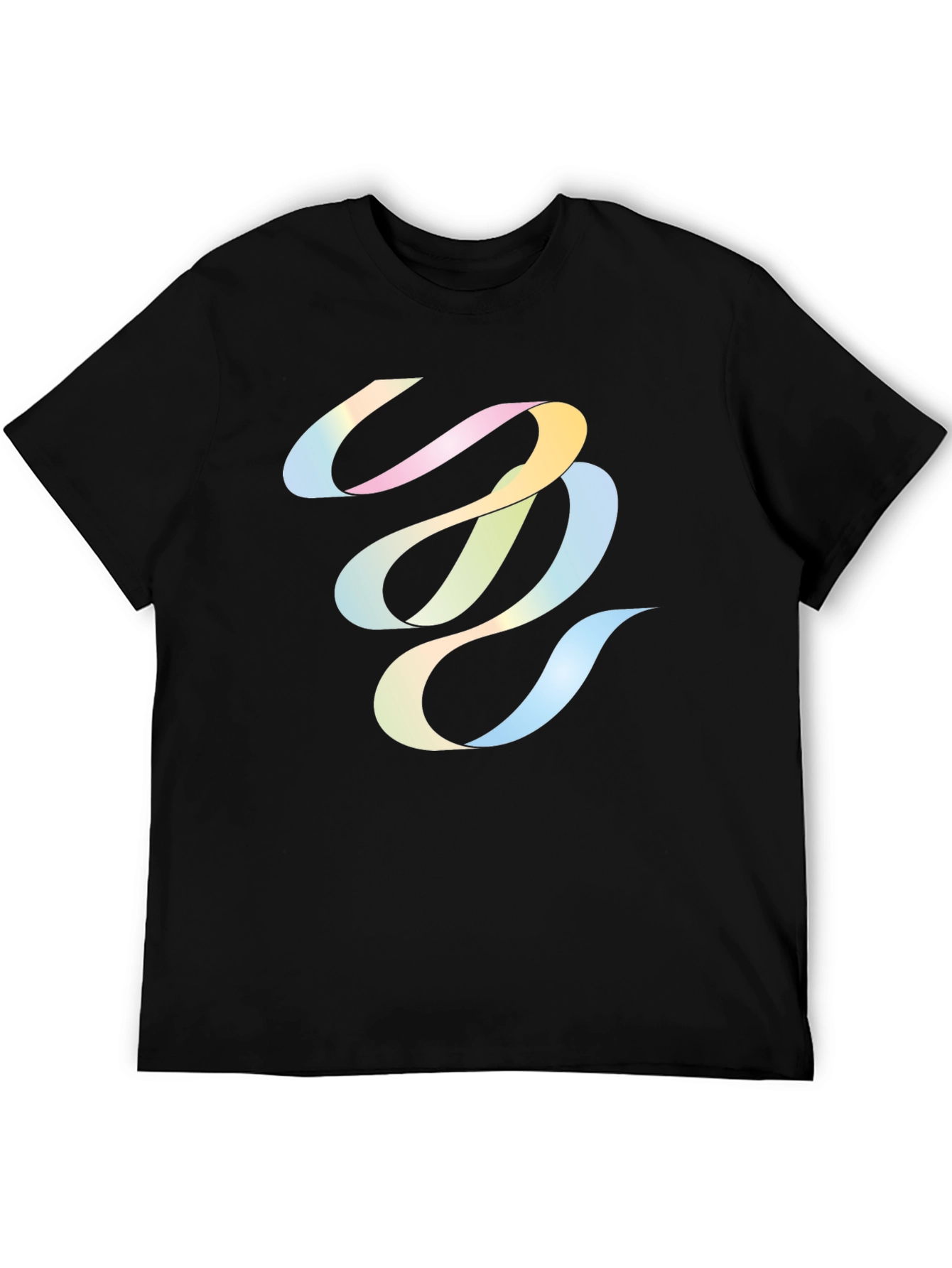 Abstract Ribbon Graphic Black T-Shirt