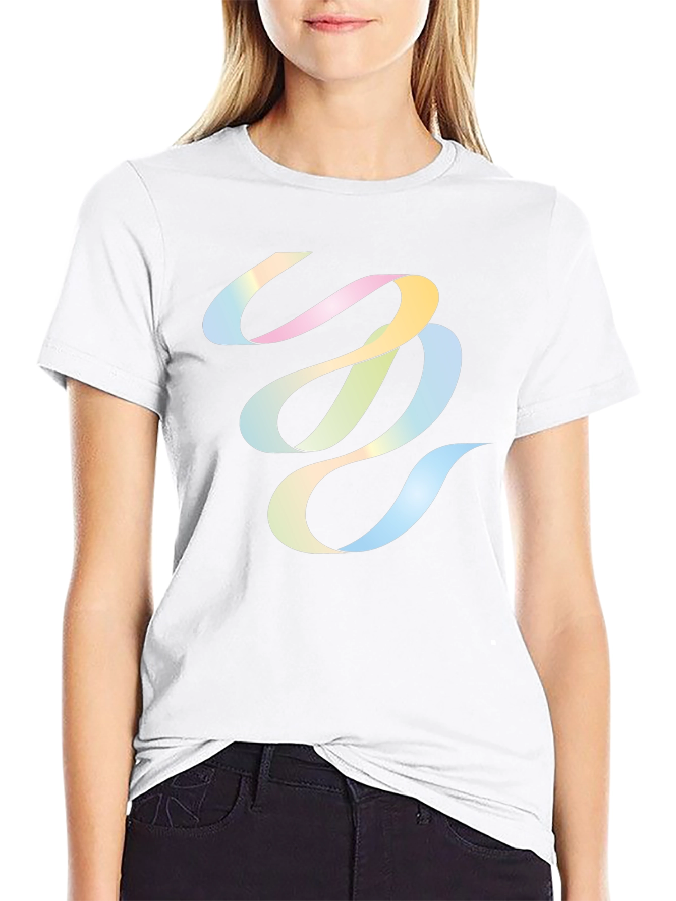 Abstract Ribbon Graphic Black T-Shirt