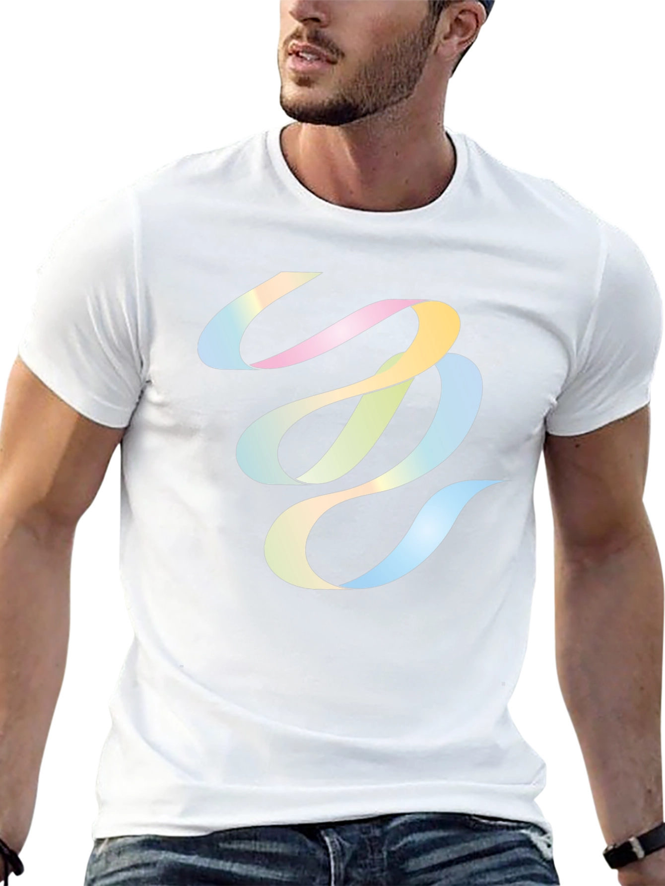 Abstract Ribbon Graphic Black T-Shirt