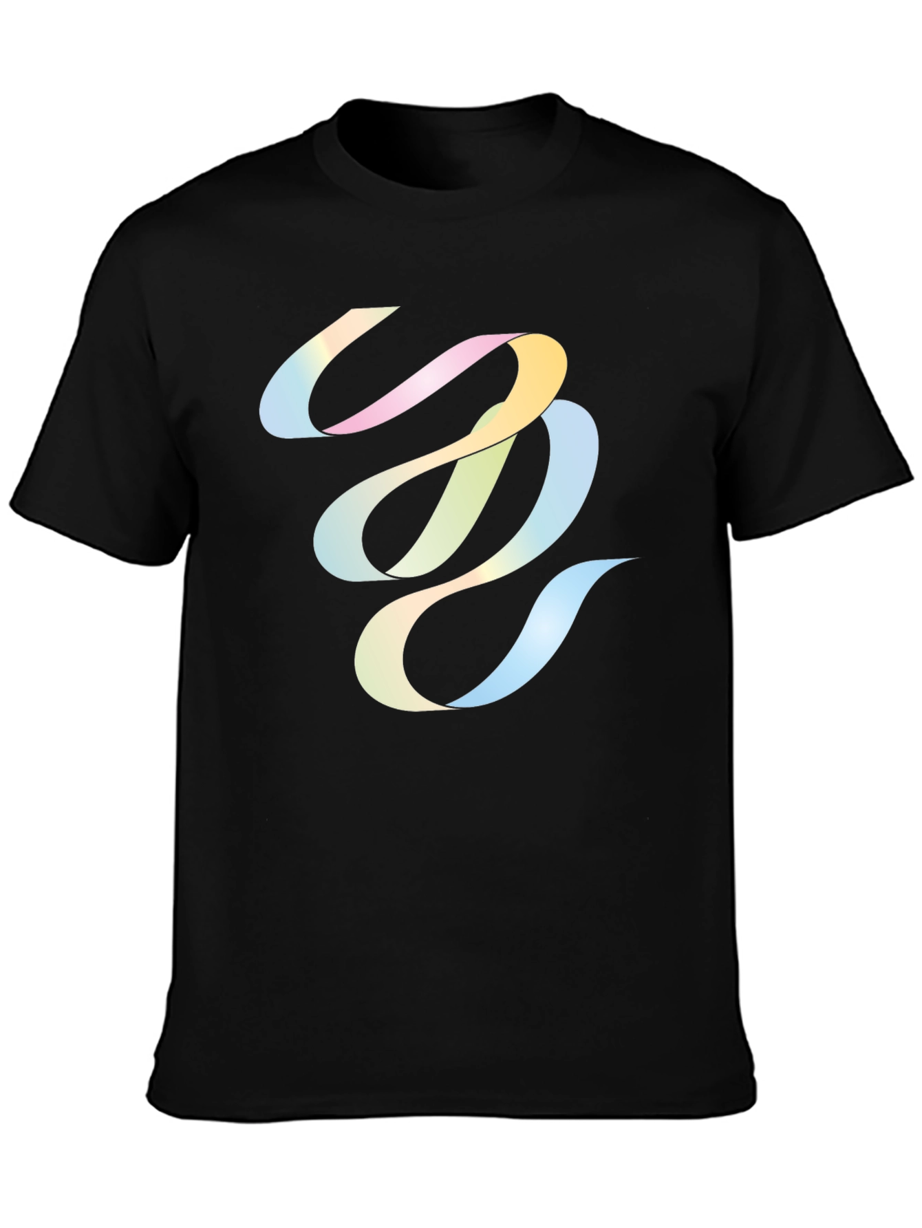Abstract Ribbon Graphic Black T-Shirt