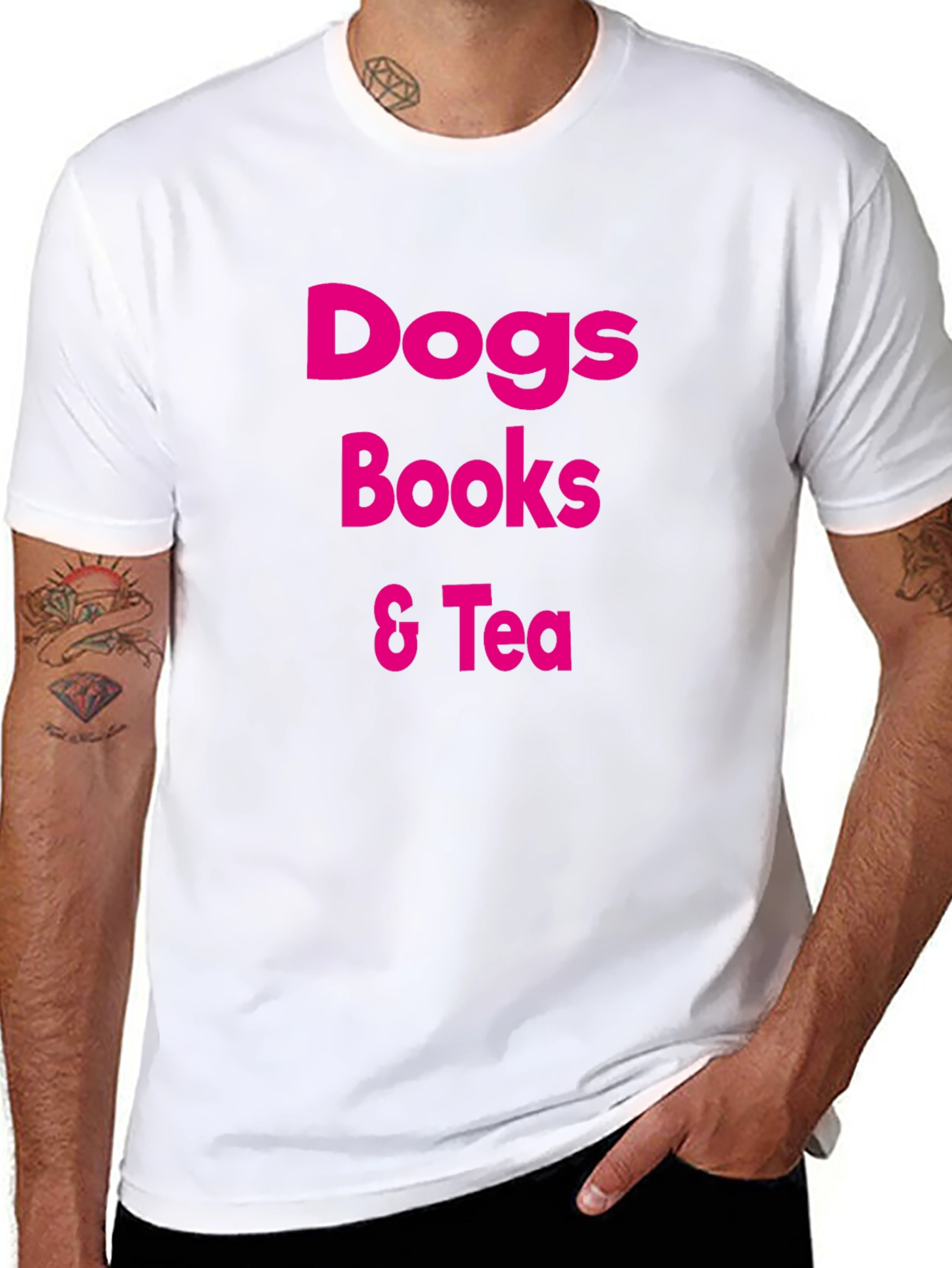 Dogs Books & Tea Graphic T-Shirt