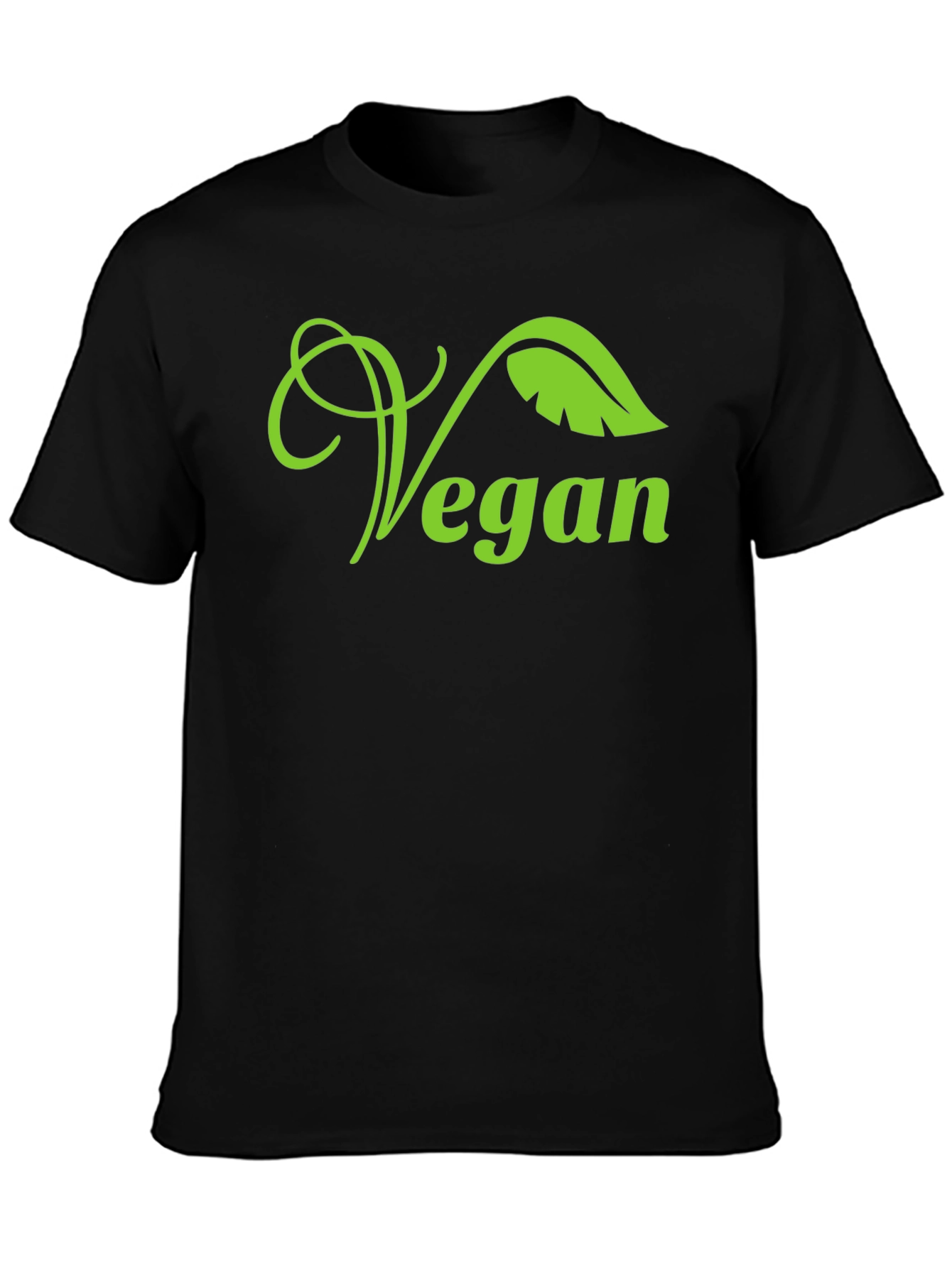 Vegan Leaf Graphic T-Shirt - Black