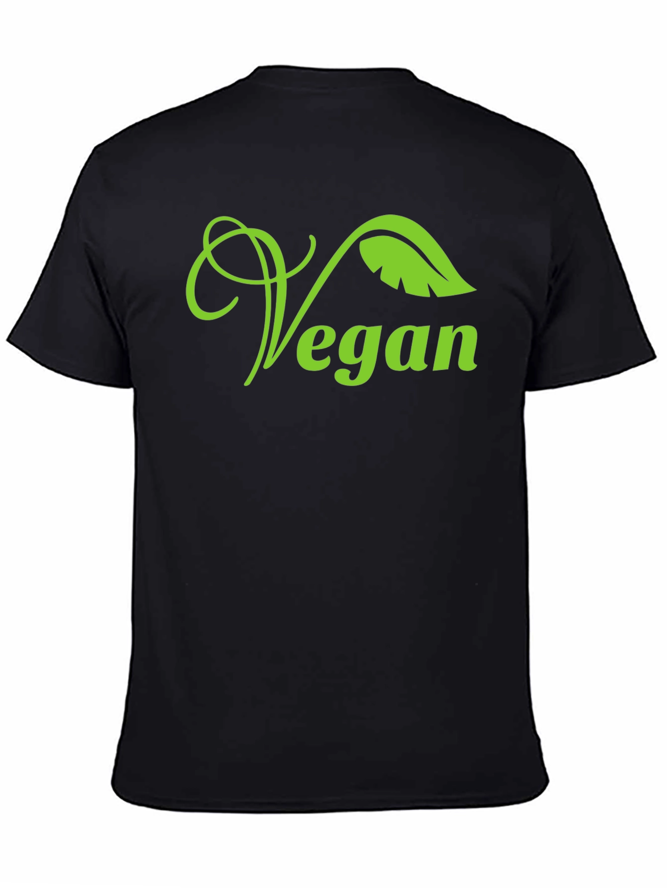 Vegan Leaf Graphic T-Shirt - Black